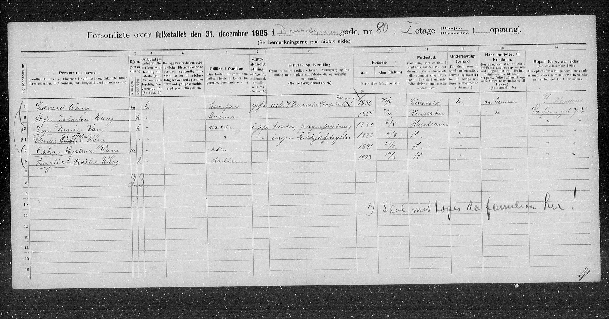 OBA, Municipal Census 1905 for Kristiania, 1905, p. 4848