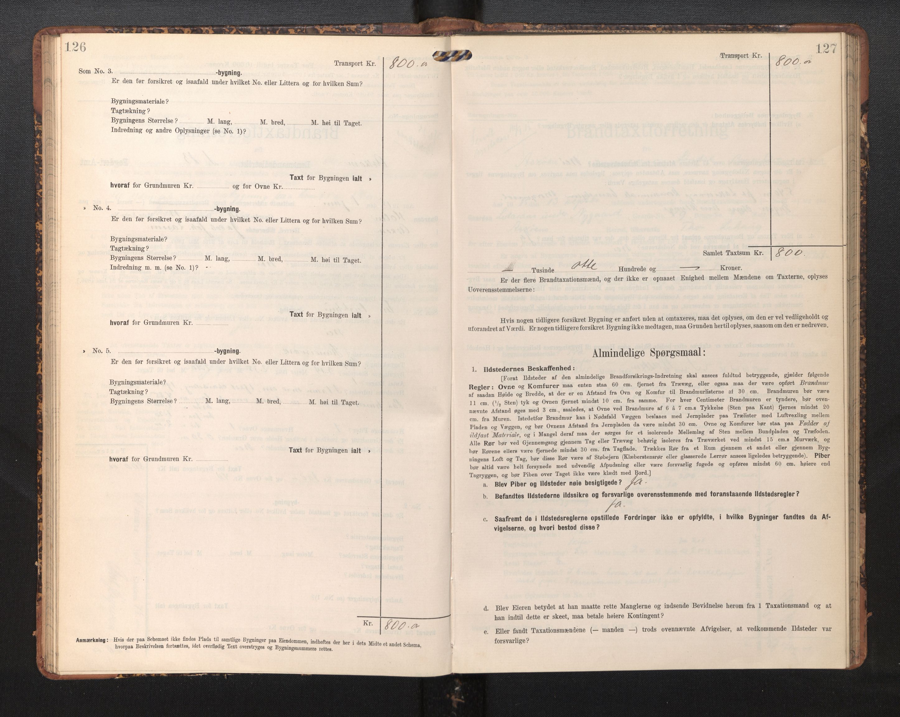 Lensmannen i Askøy, AV/SAB-A-31001/0012/L0006: Branntakstprotokoll, skjematakst, Laksevåg, 1907-1917, p. 126-127