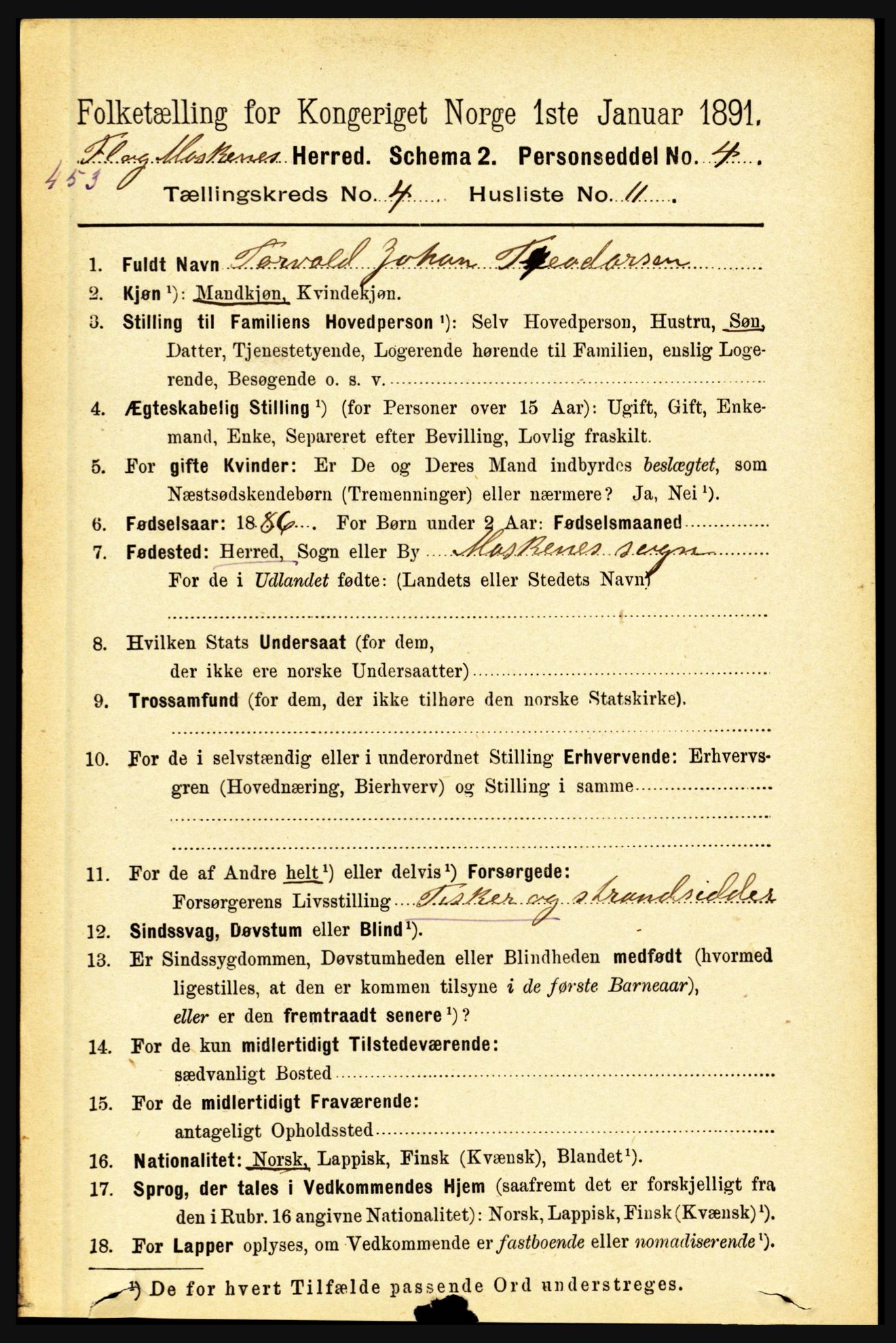 RA, 1891 census for 1859 Flakstad, 1891, p. 1955