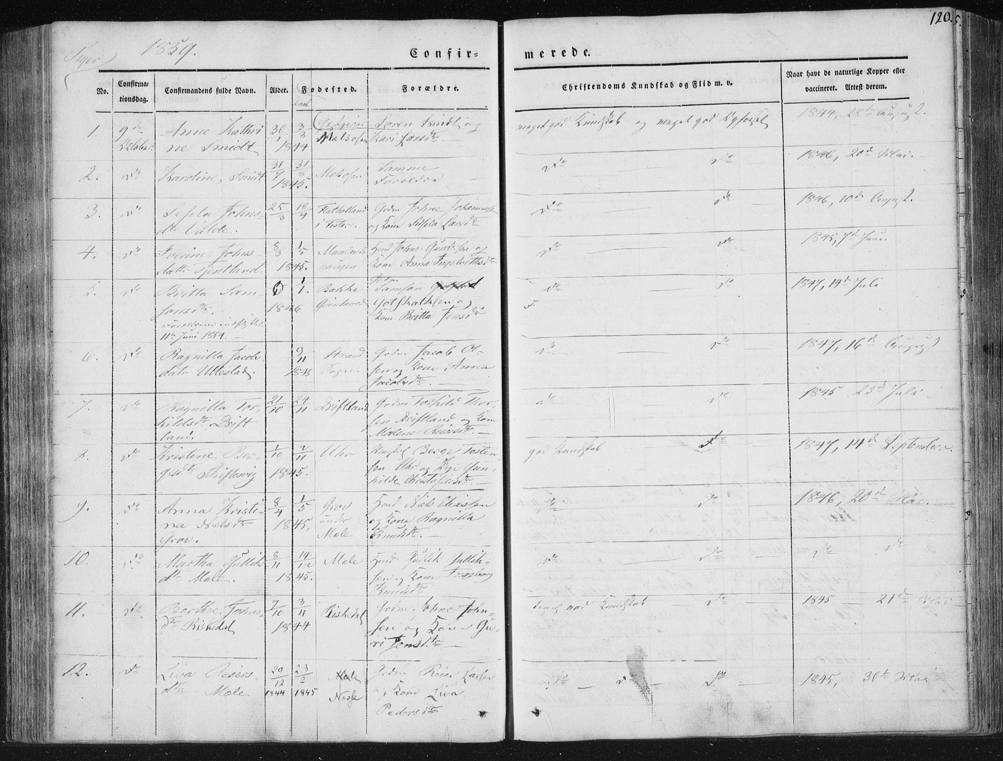 Hjelmeland sokneprestkontor, AV/SAST-A-101843/01/IV/L0008: Parish register (official) no. A 8, 1842-1861, p. 120