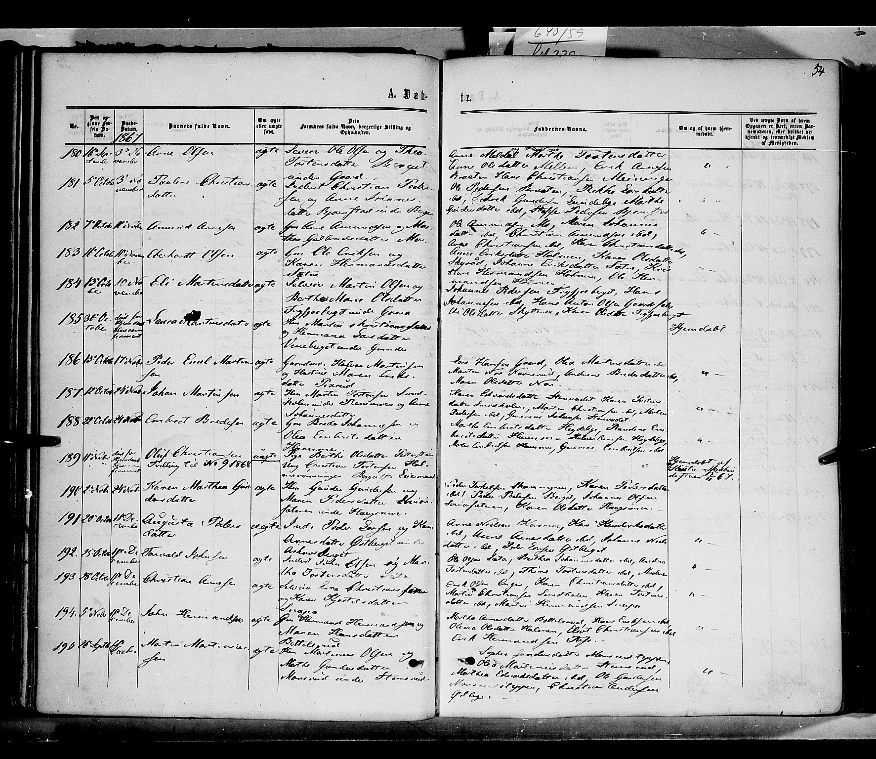 Grue prestekontor, AV/SAH-PREST-036/H/Ha/Haa/L0010: Parish register (official) no. 10, 1864-1873, p. 54