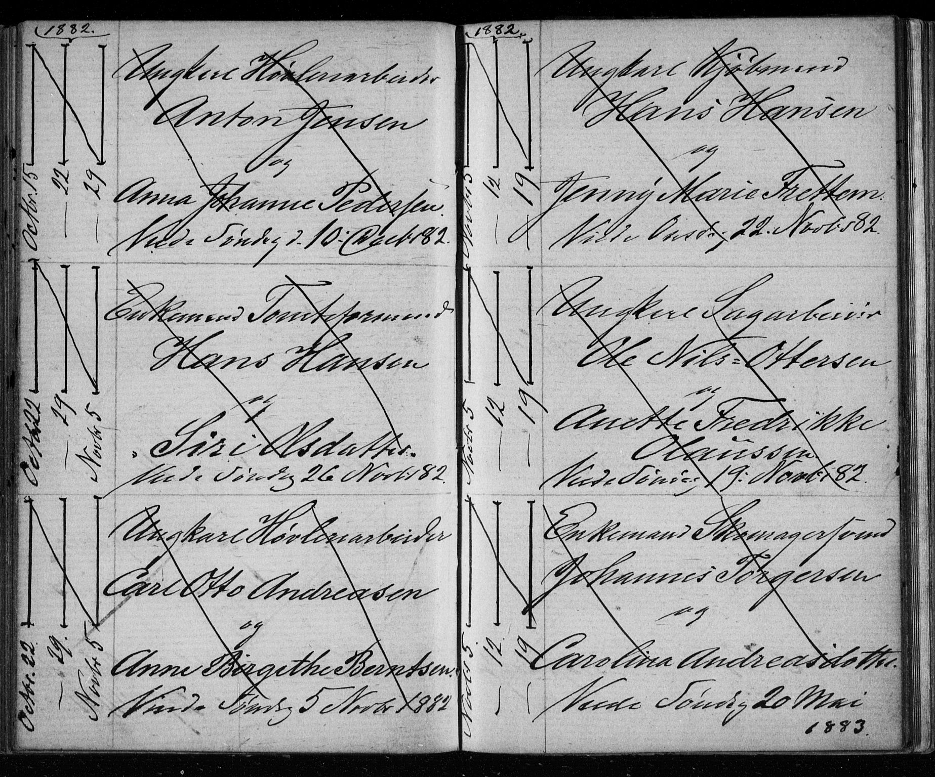 Bragernes kirkebøker, AV/SAKO-A-6/H/Ha/L0006: Banns register no. 6, 1873-1896