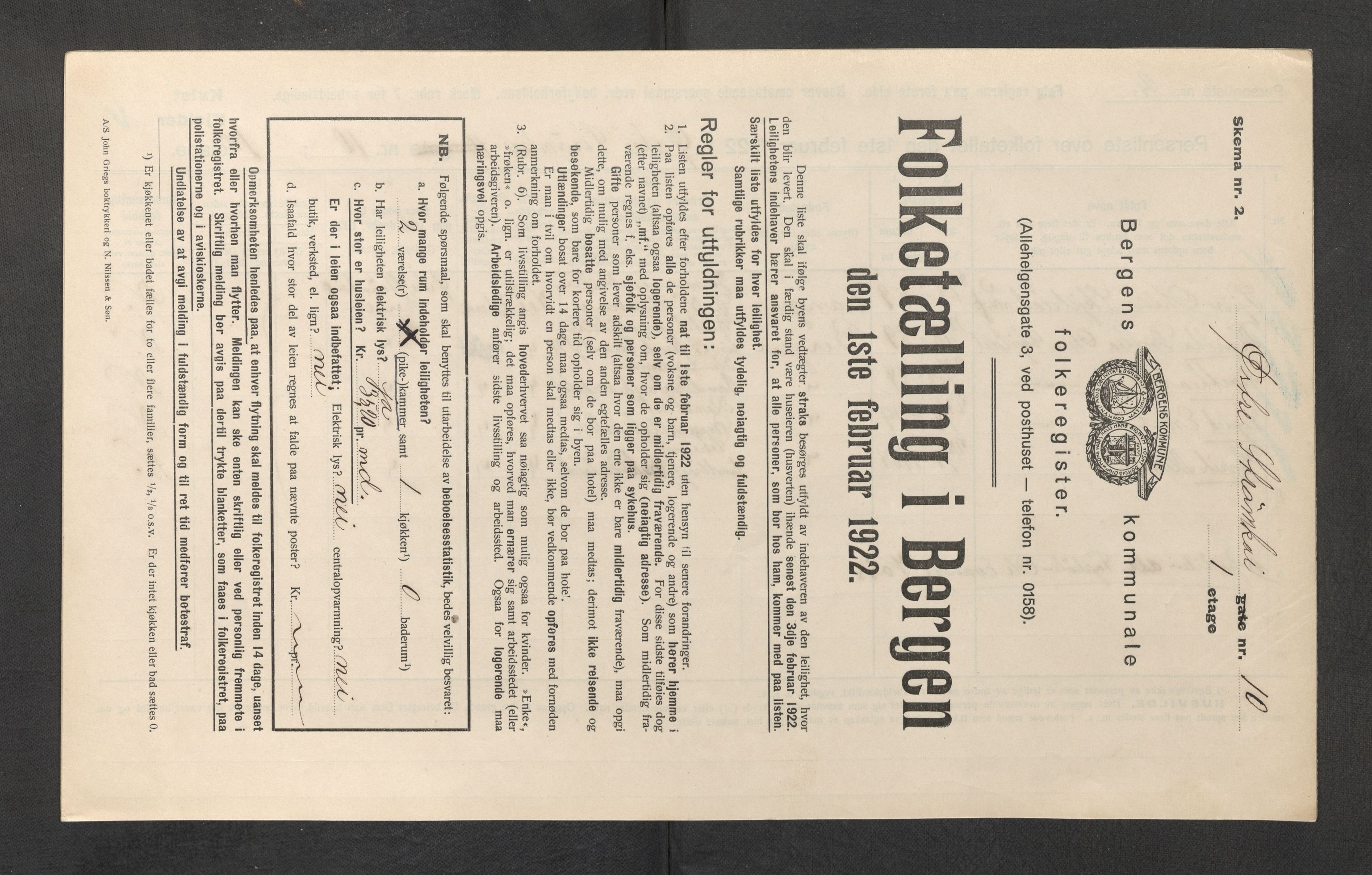 SAB, Municipal Census 1922 for Bergen, 1922, p. 41085