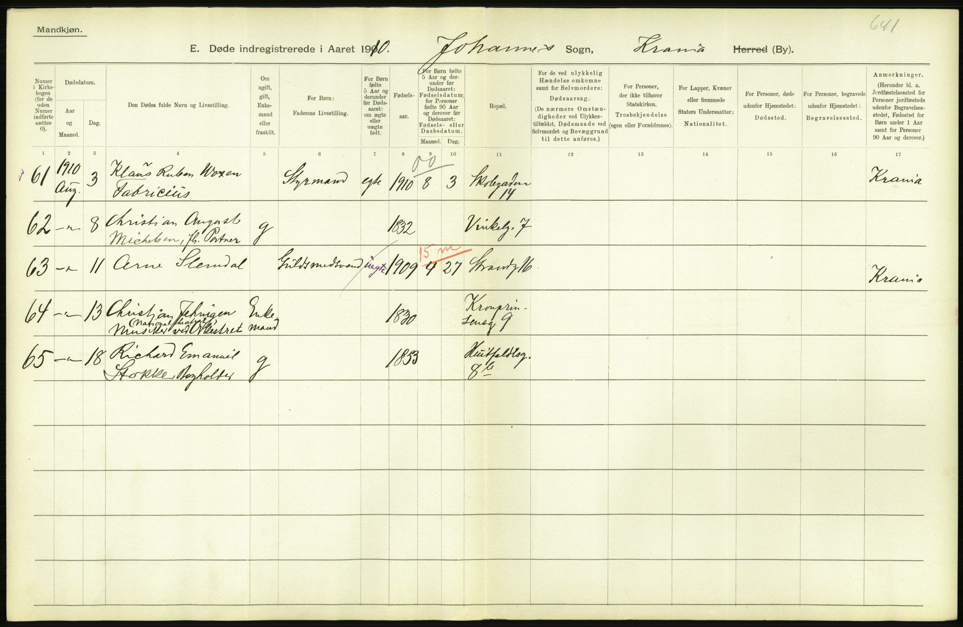 Statistisk sentralbyrå, Sosiodemografiske emner, Befolkning, RA/S-2228/D/Df/Dfa/Dfah/L0008: Kristiania: Døde, 1910, p. 772