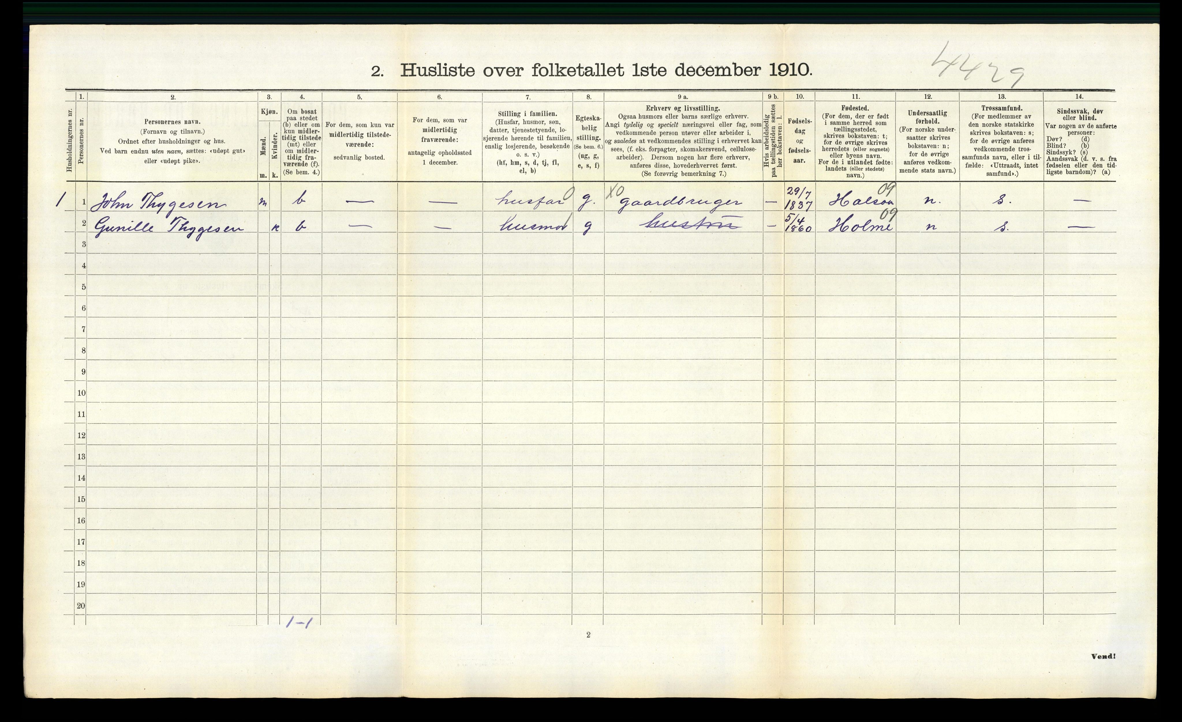 RA, 1910 census for Sør-Audnedal, 1910, p. 1082