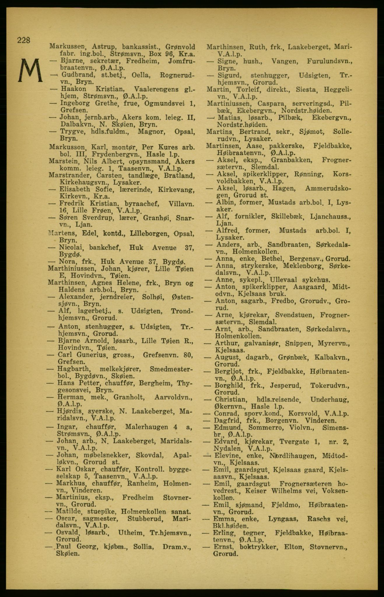 Aker adressebok/adressekalender, PUBL/001/A/003: Akers adressekalender, 1924-1925, p. 228