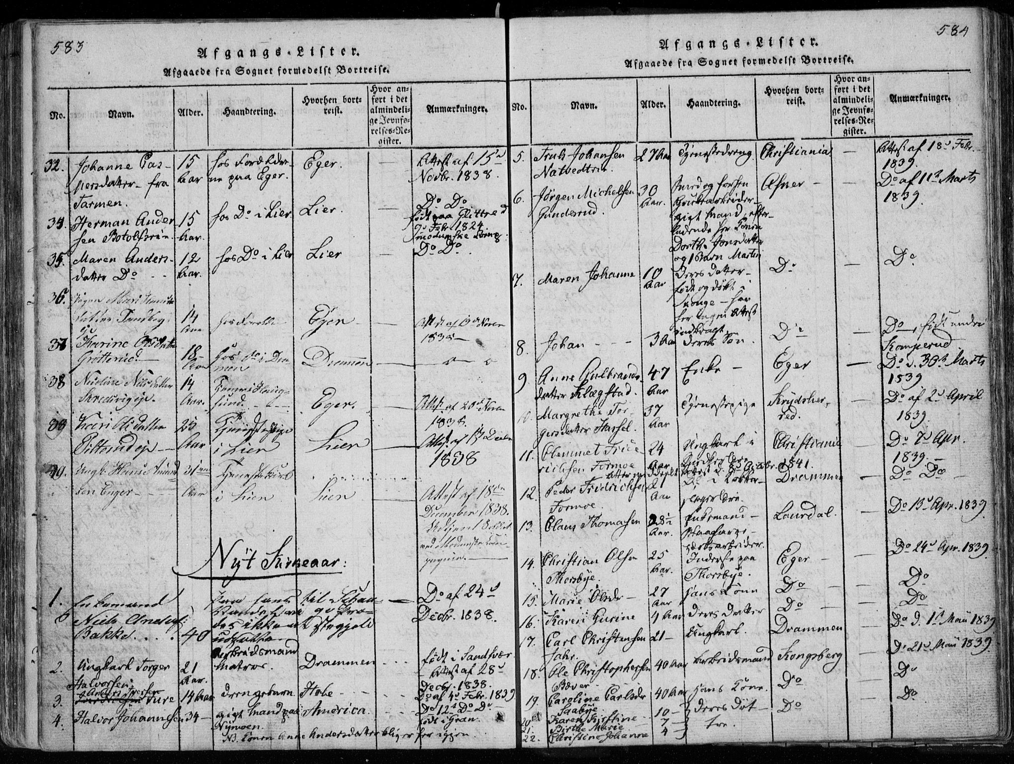 Modum kirkebøker, AV/SAKO-A-234/F/Fa/L0005: Parish register (official) no. 5, 1824-1841, p. 583-584