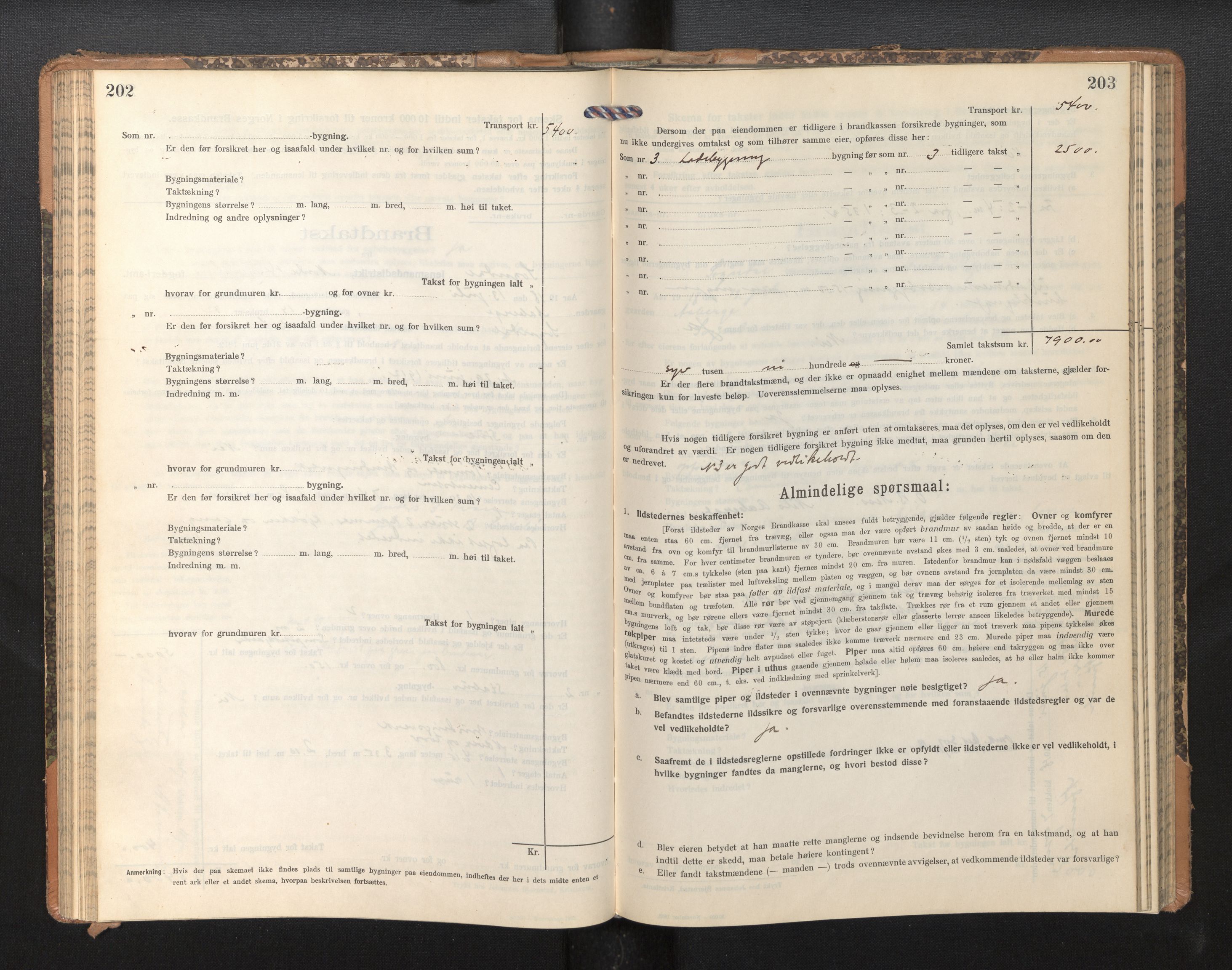 Lensmannen i Sogndal, AV/SAB-A-29901/0012/L0011: Branntakstprotokoll, skjematakst, 1914-1922, p. 202-203