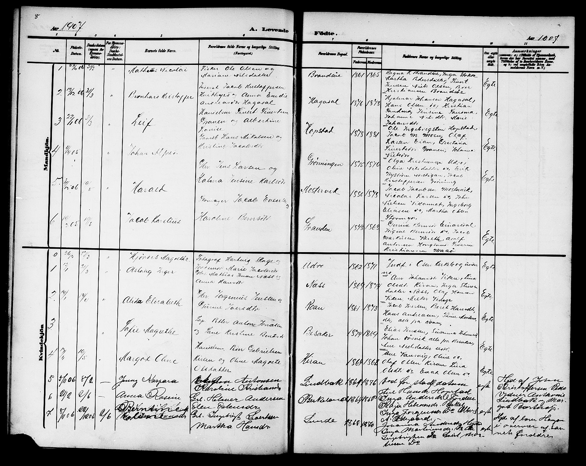 Ministerialprotokoller, klokkerbøker og fødselsregistre - Sør-Trøndelag, SAT/A-1456/657/L0717: Parish register (copy) no. 657C04, 1904-1923, p. 8