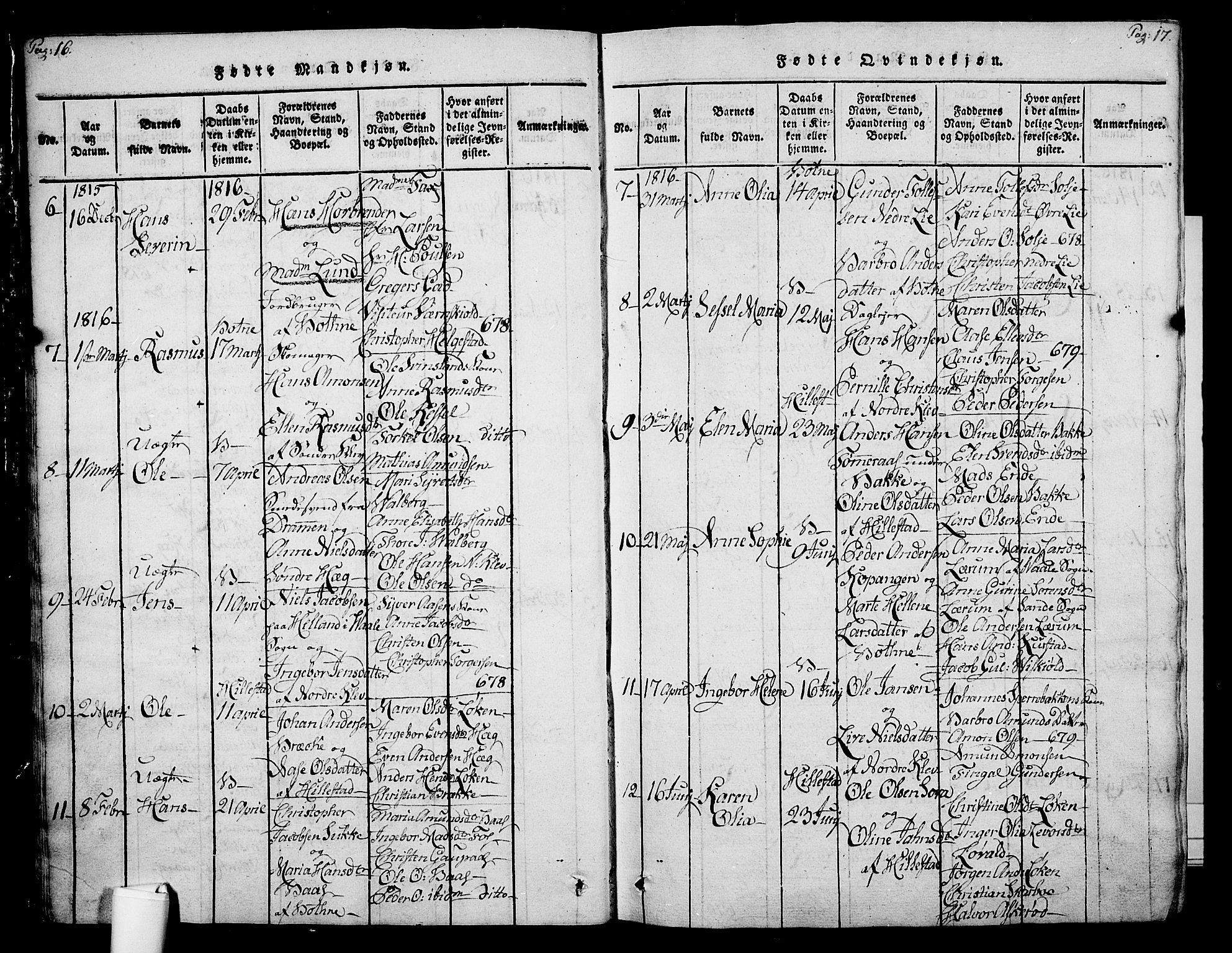 Botne kirkebøker, AV/SAKO-A-340/F/Fa/L0005: Parish register (official) no. I 5, 1814-1836, p. 16-17