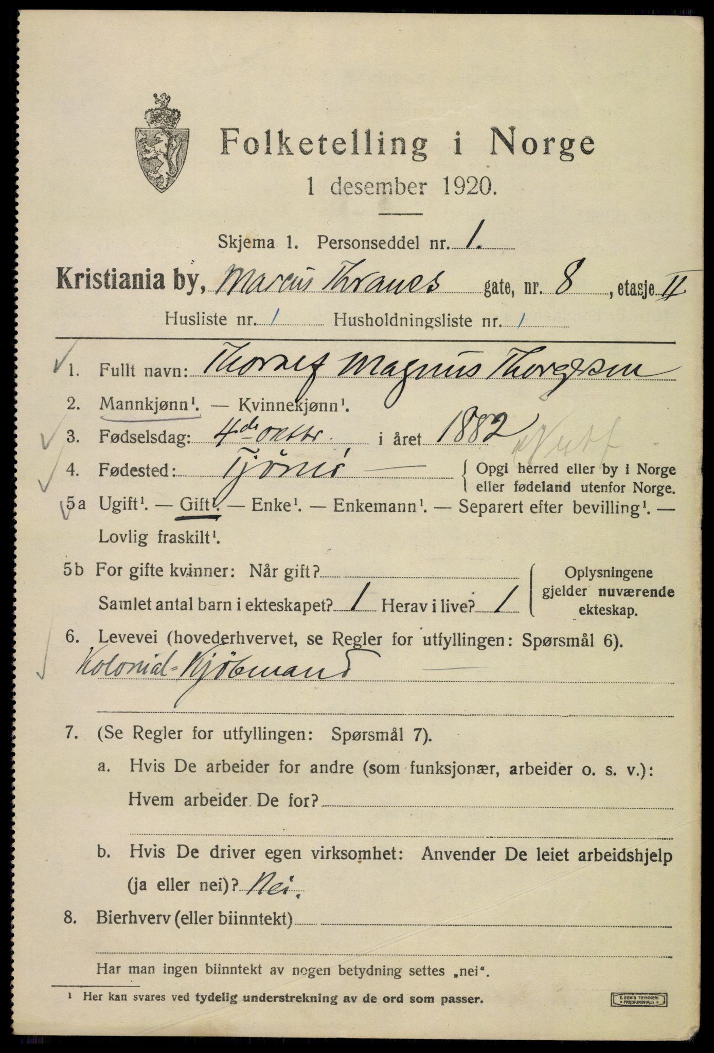 SAO, 1920 census for Kristiania, 1920, p. 374977