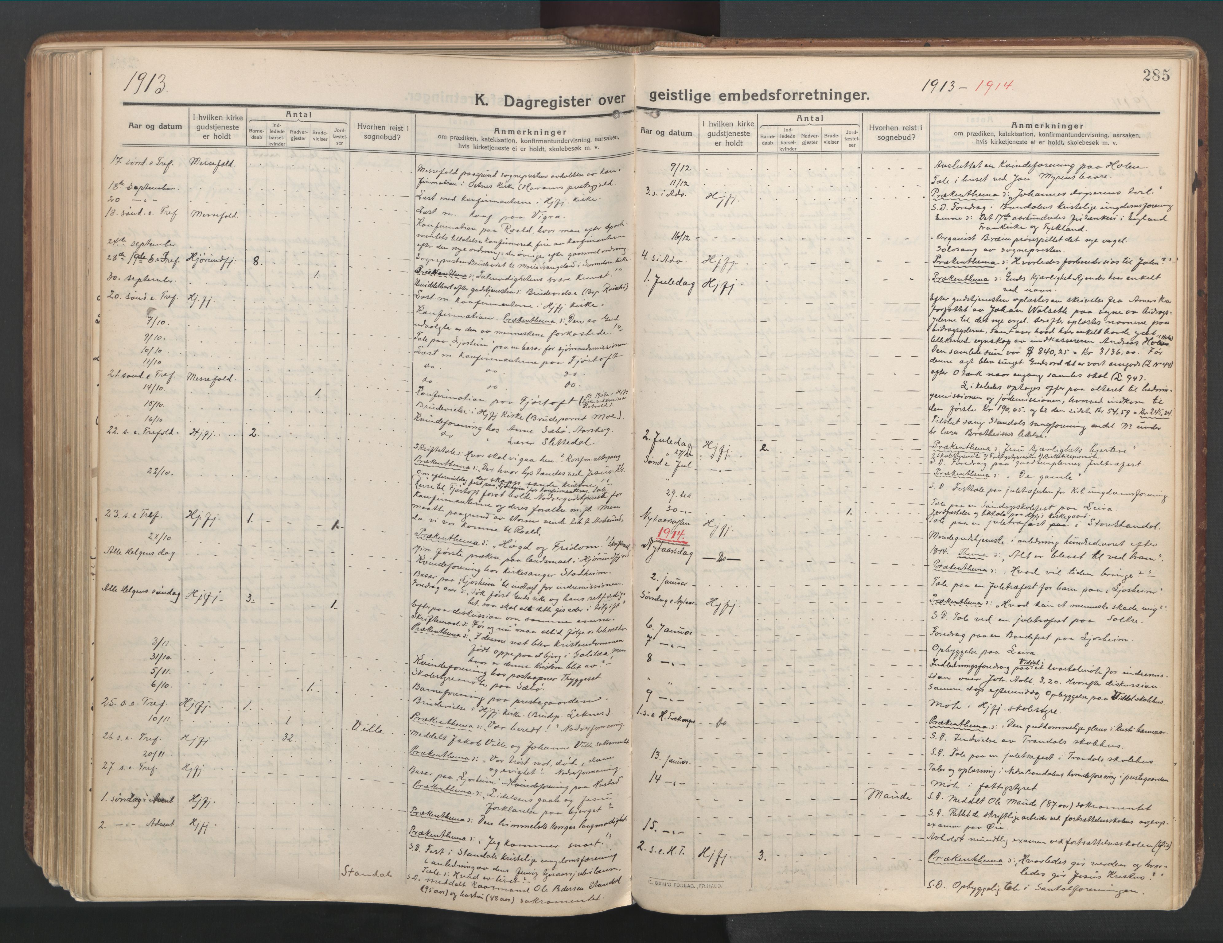 Ministerialprotokoller, klokkerbøker og fødselsregistre - Møre og Romsdal, AV/SAT-A-1454/515/L0212: Parish register (official) no. 515A08, 1911-1935, p. 285