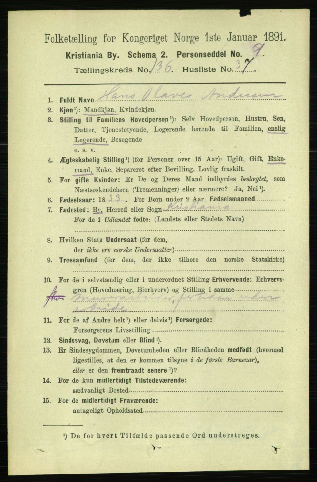 RA, 1891 census for 0301 Kristiania, 1891, p. 76151