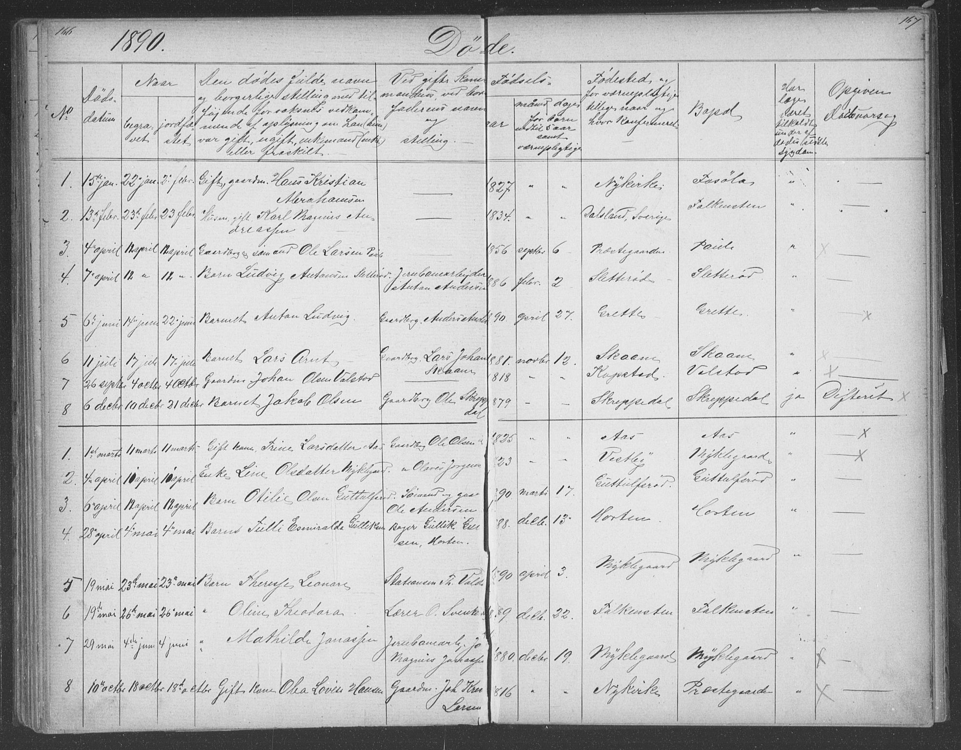 Borre kirkebøker, SAKO/A-338/G/Gb/L0002: Parish register (copy) no. II 2, 1878-1892, p. 166-167