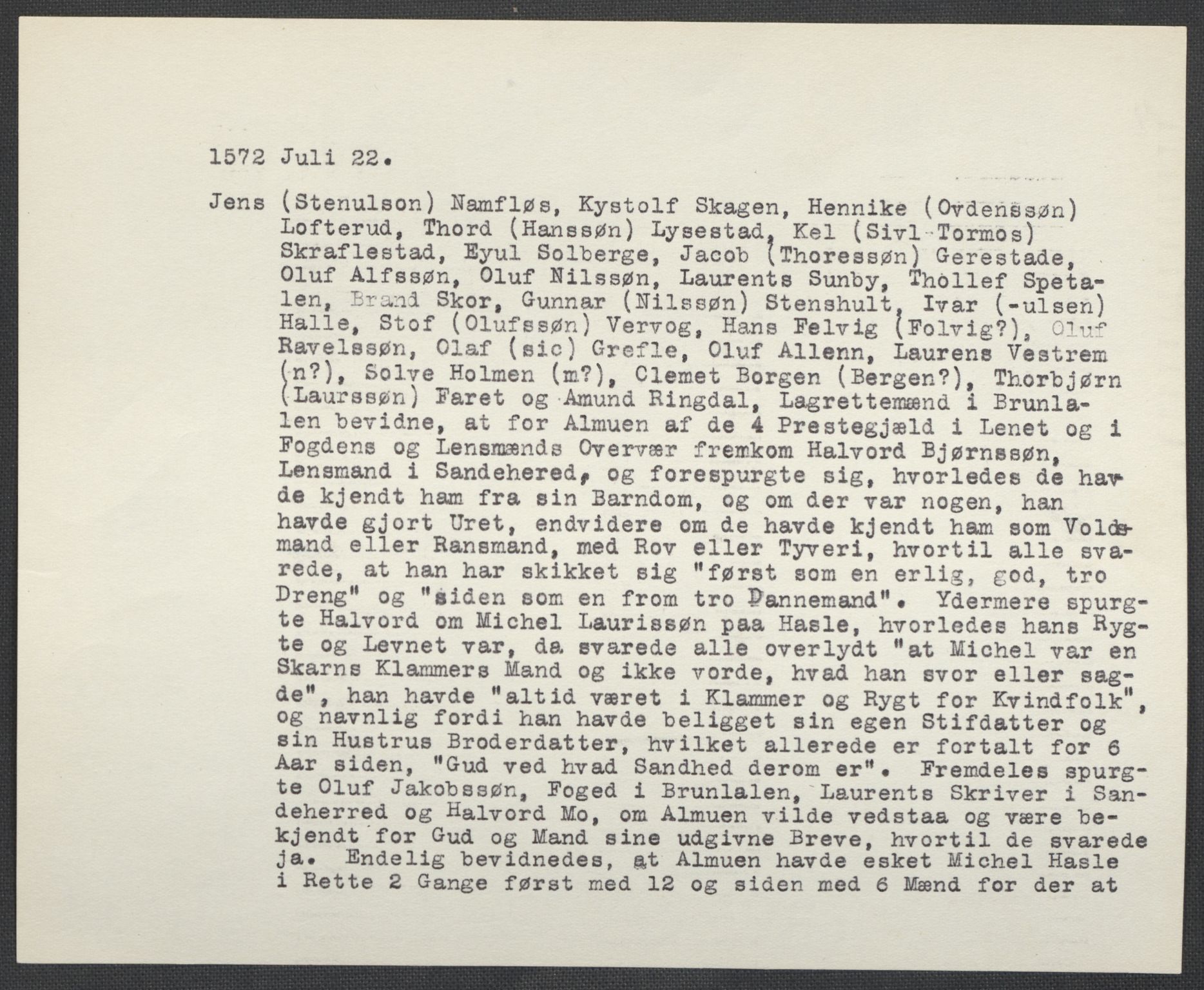 Riksarkivets diplomsamling, AV/RA-EA-5965/F02/L0076: Dokumenter, 1572-1573, p. 16