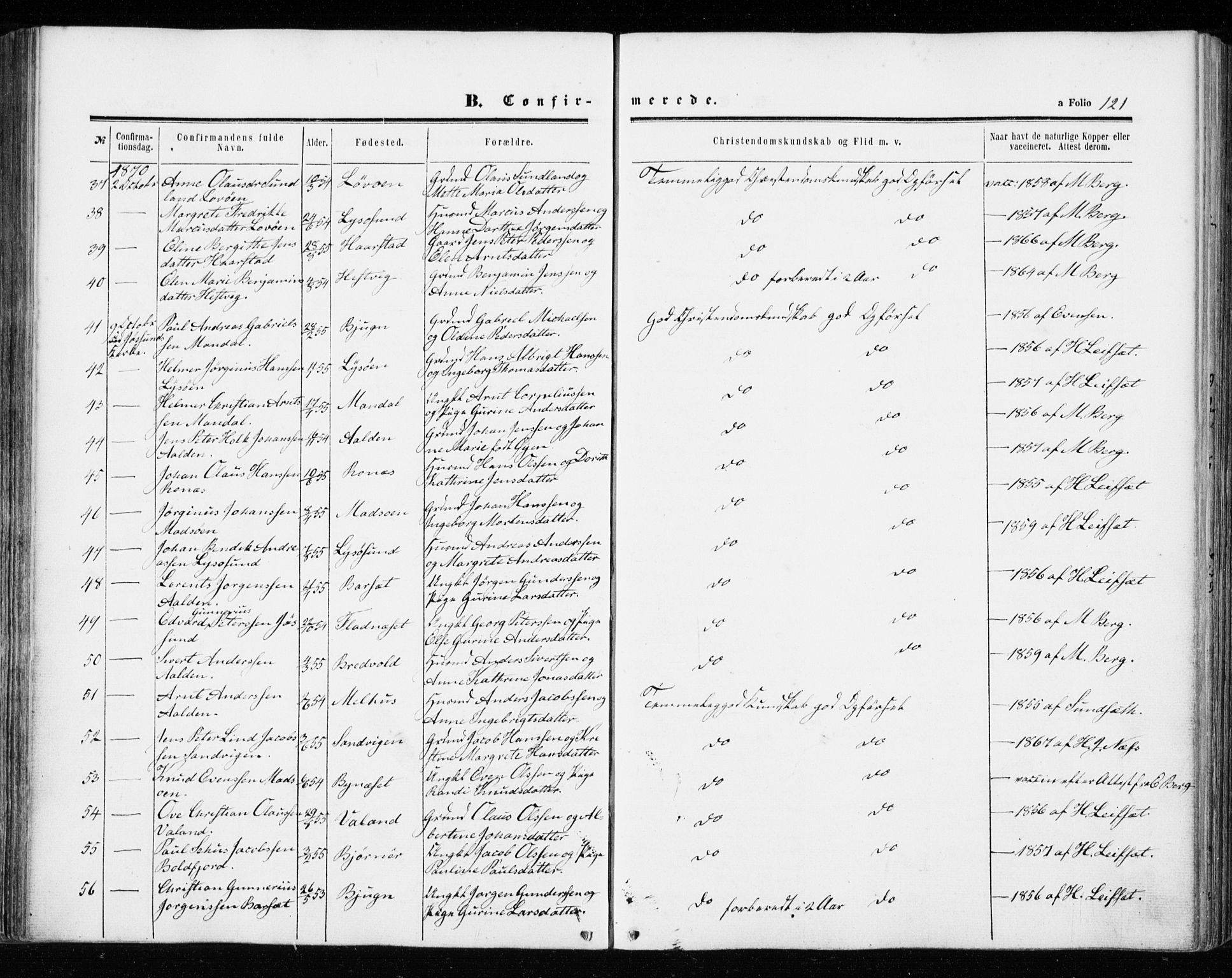 Ministerialprotokoller, klokkerbøker og fødselsregistre - Sør-Trøndelag, AV/SAT-A-1456/655/L0678: Parish register (official) no. 655A07, 1861-1873, p. 121