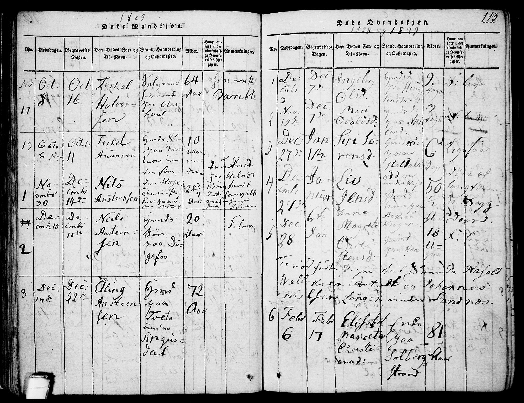 Drangedal kirkebøker, SAKO/A-258/F/Fa/L0005: Parish register (official) no. 5 /1, 1814-1831, p. 113