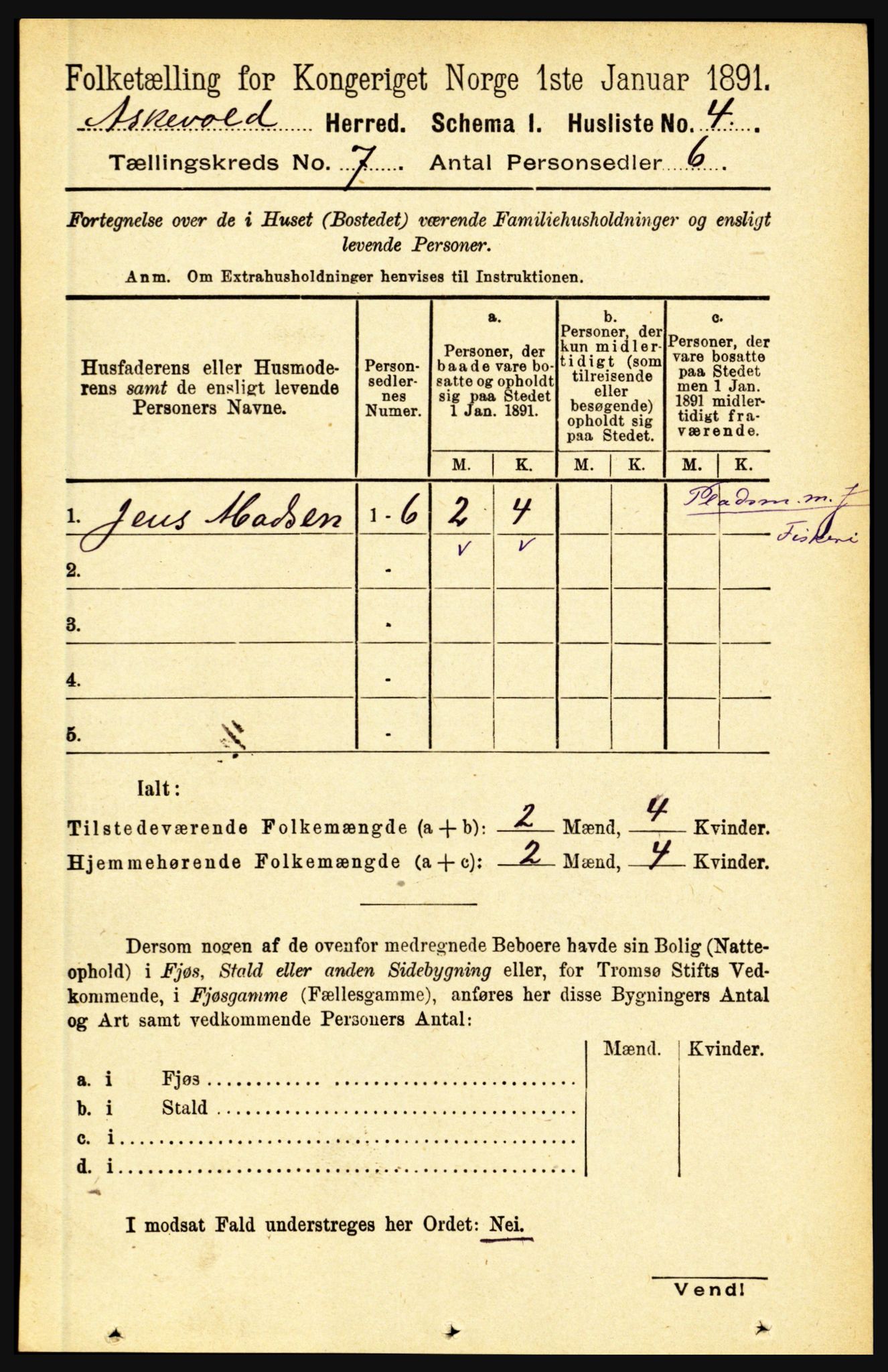 RA, 1891 census for 1428 Askvoll, 1891, p. 1854