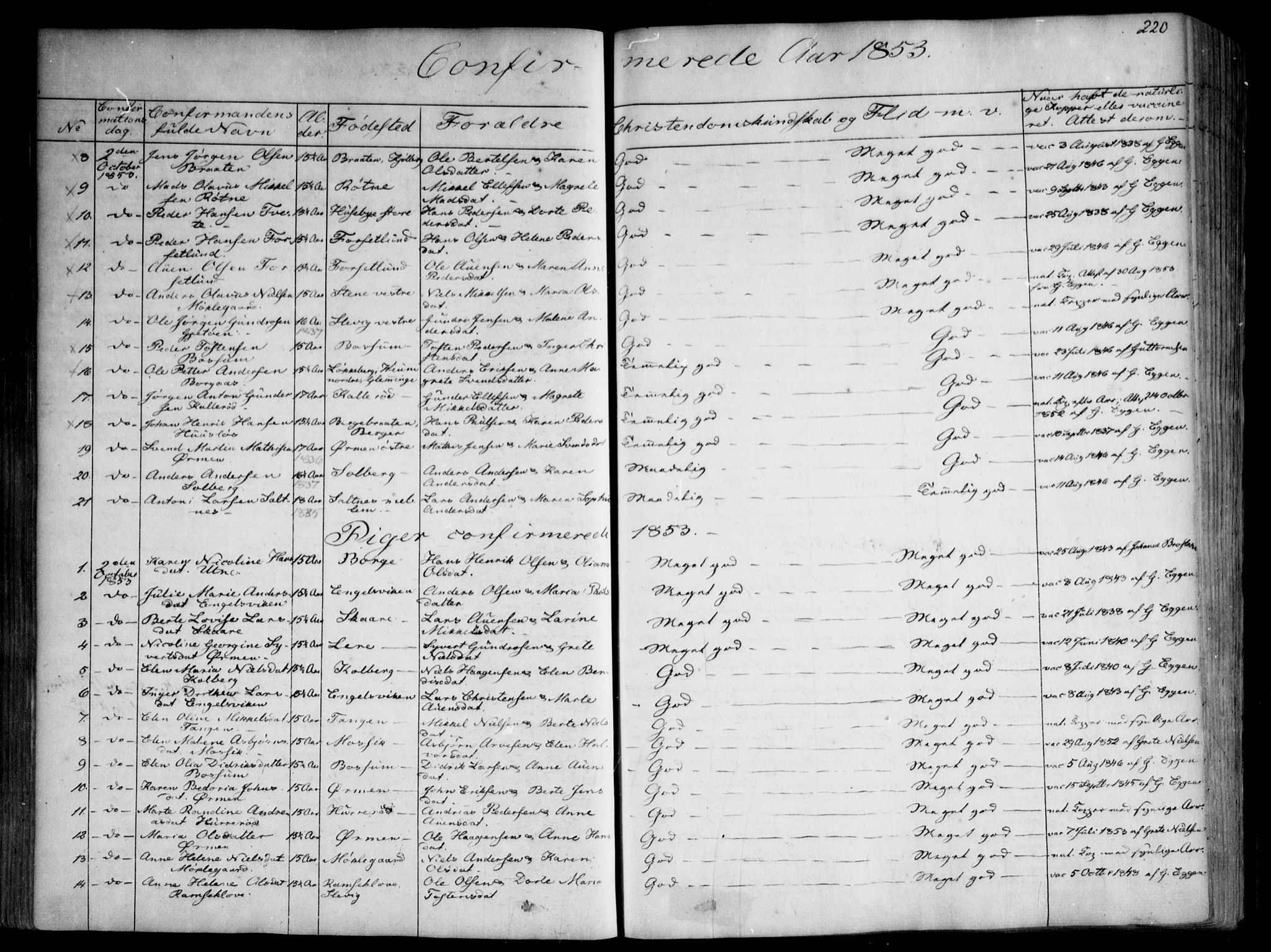 Onsøy prestekontor Kirkebøker, AV/SAO-A-10914/F/Fa/L0003: Parish register (official) no. I 3, 1841-1860, p. 220