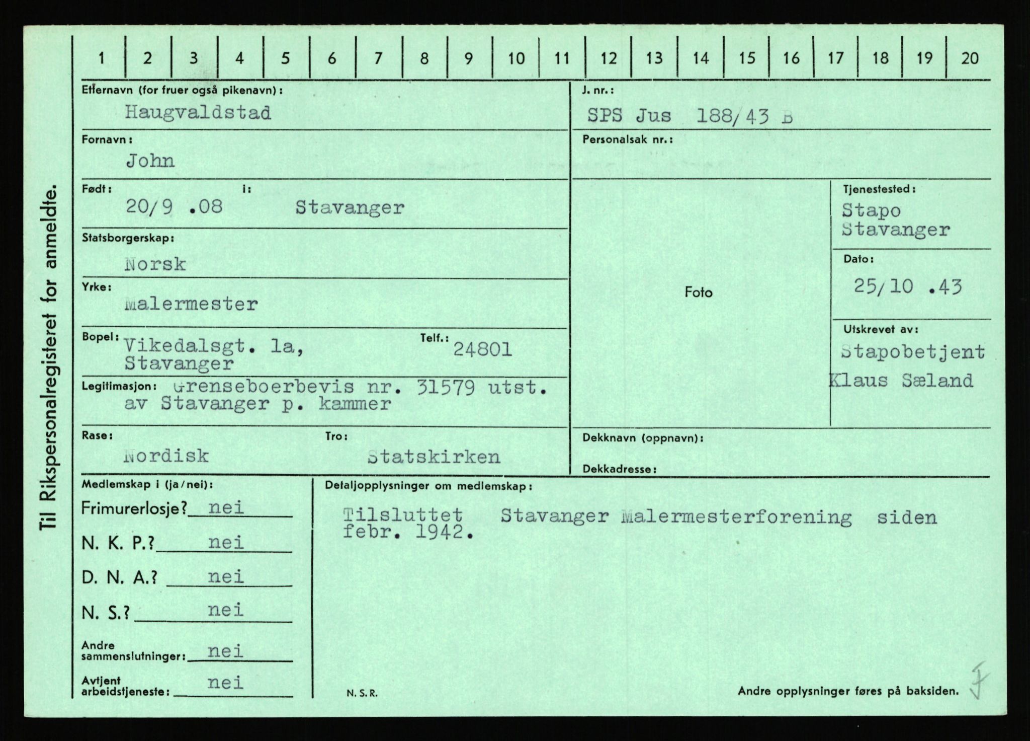 Statspolitiet - Hovedkontoret / Osloavdelingen, AV/RA-S-1329/C/Ca/L0006: Hanche - Hokstvedt, 1943-1945, p. 2725