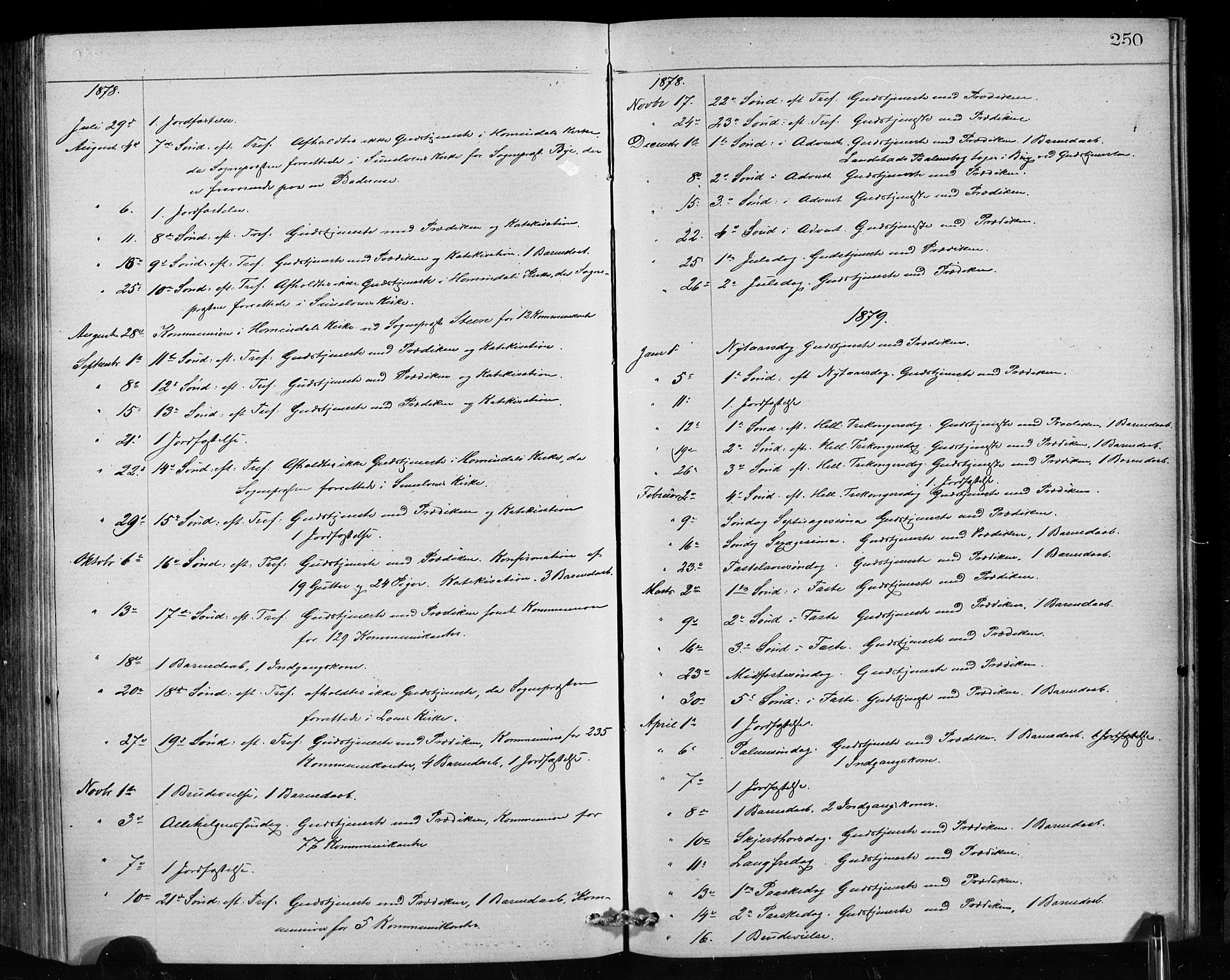 Hornindal sokneprestembete, SAB/A-82401/H/Hab: Parish register (copy) no. A 1, 1876-1894, p. 250