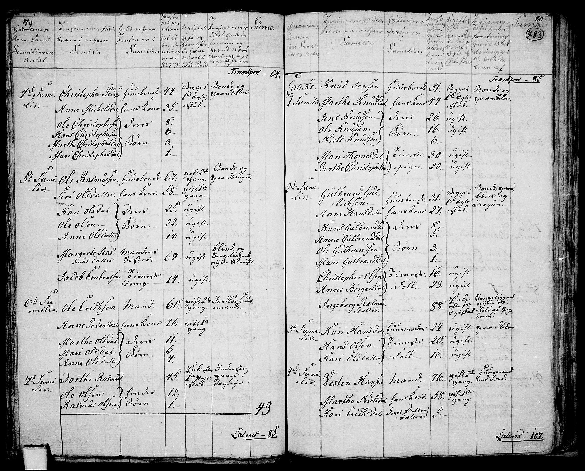 RA, 1801 census for 0235P Ullensaker, 1801, p. 782b-783a