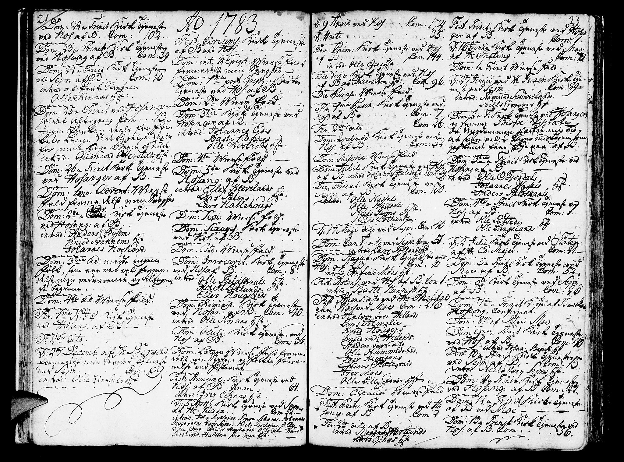 Hosanger sokneprestembete, SAB/A-75801/H/Haa: Parish register (official) no. A 2 /1, 1766-1793, p. 23