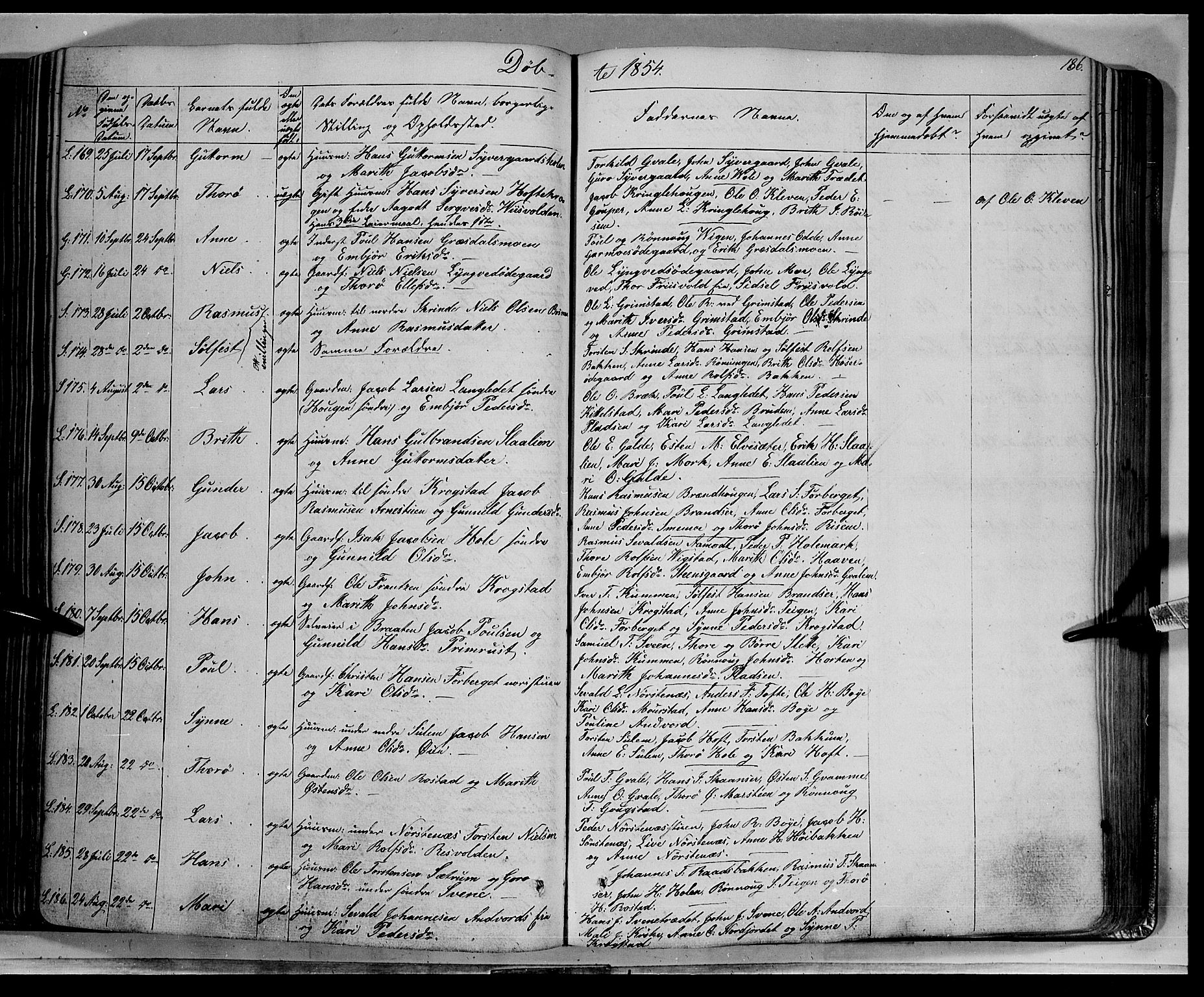 Lom prestekontor, AV/SAH-PREST-070/K/L0006: Parish register (official) no. 6A, 1837-1863, p. 186