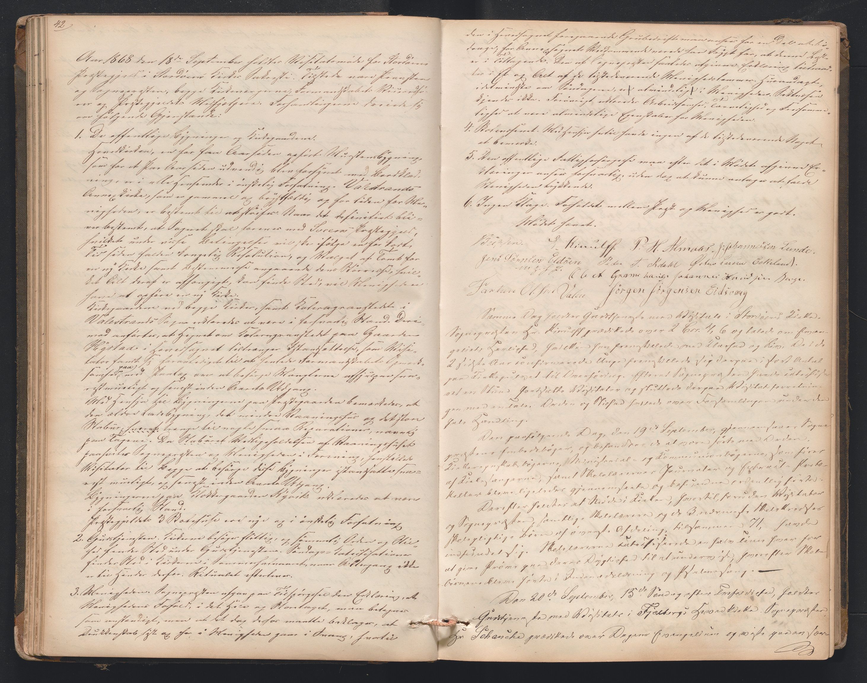 Nordre Sunnhordland prosti, AV/SAB-A-99912/F/L0001: Visitasprotokoll , 1860-1959, p. 42