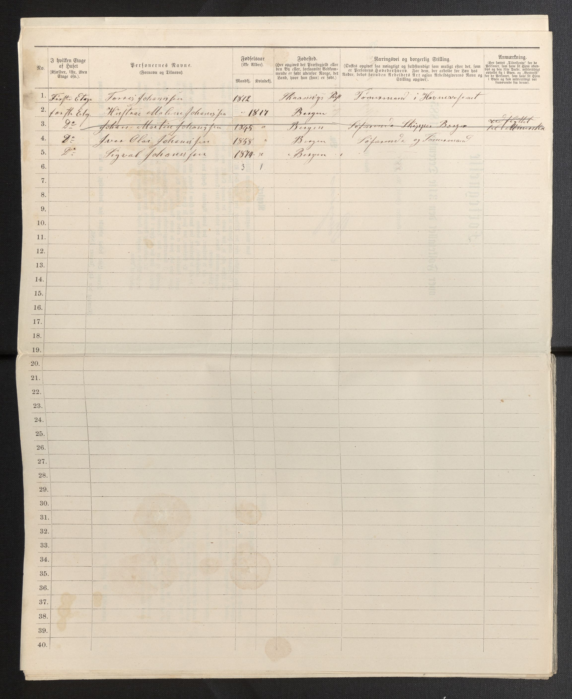 SAB, 1885 census for 1301 Bergen, 1885, p. 4684