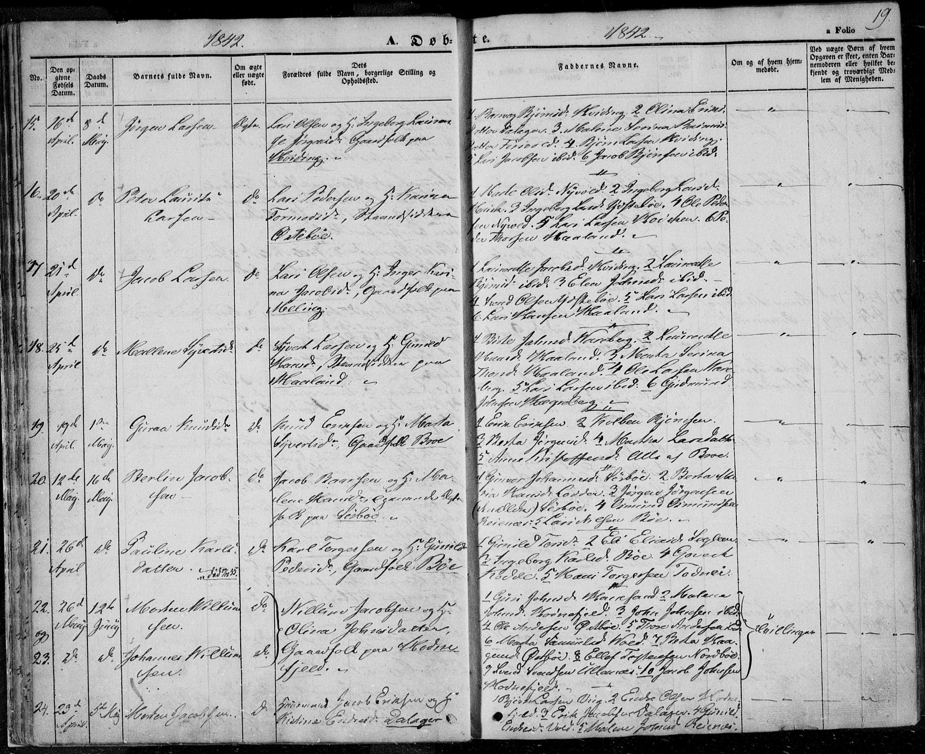 Rennesøy sokneprestkontor, AV/SAST-A -101827/H/Ha/Haa/L0005: Parish register (official) no. A 5, 1838-1859, p. 19