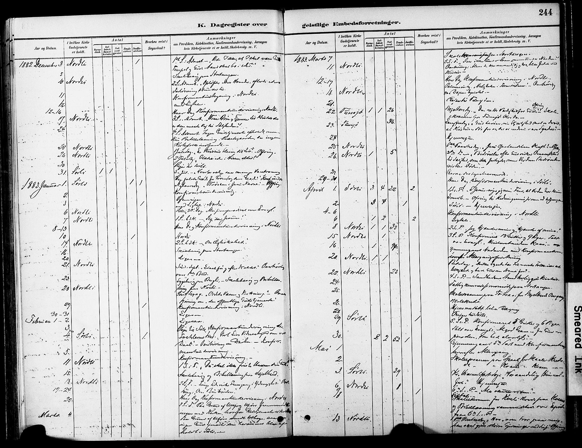 Ministerialprotokoller, klokkerbøker og fødselsregistre - Nord-Trøndelag, SAT/A-1458/755/L0494: Parish register (official) no. 755A03, 1882-1902, p. 244