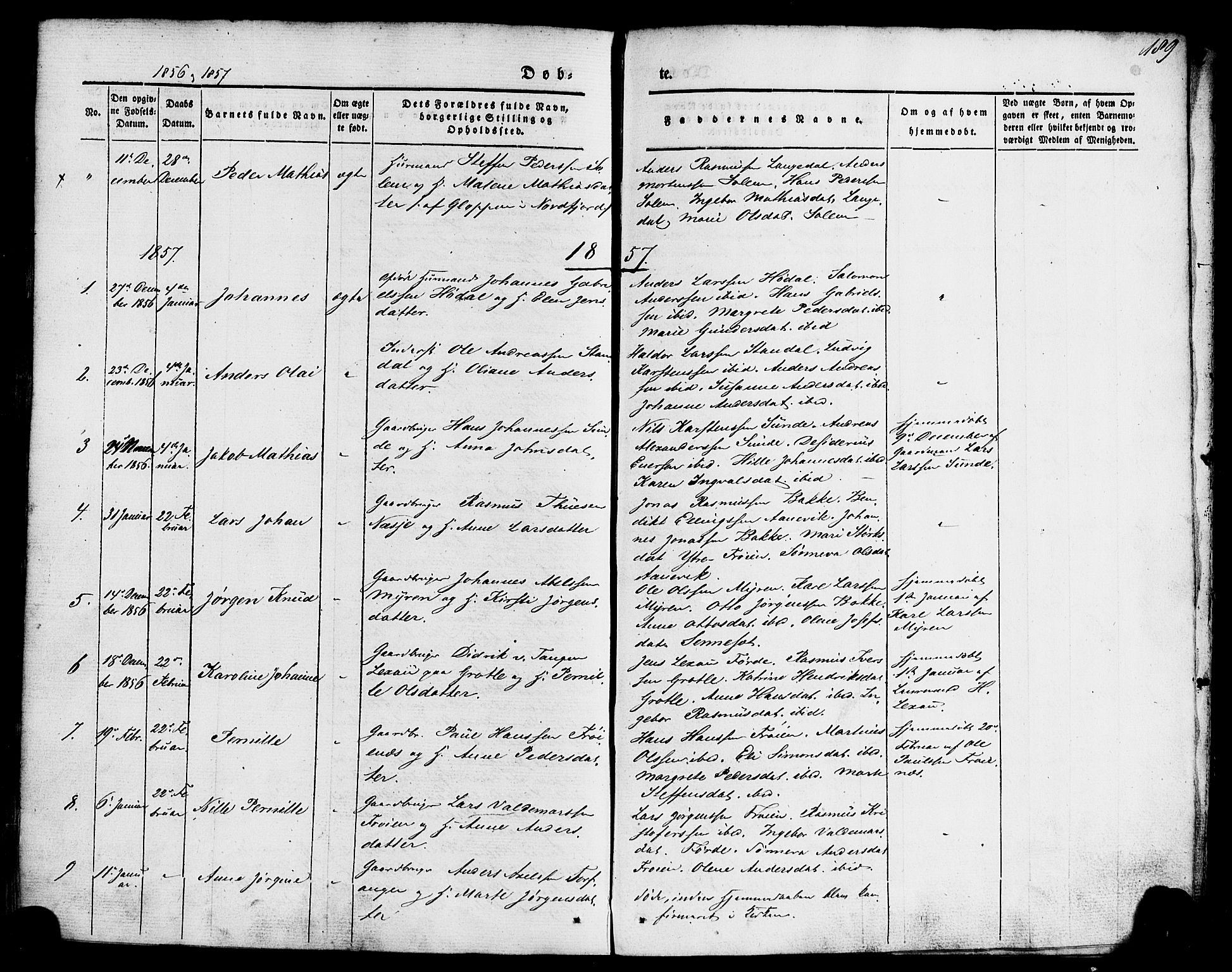 Kinn sokneprestembete, AV/SAB-A-80801/H/Haa/Haaa/L0005: Parish register (official) no. A 5, 1841-1857, p. 189