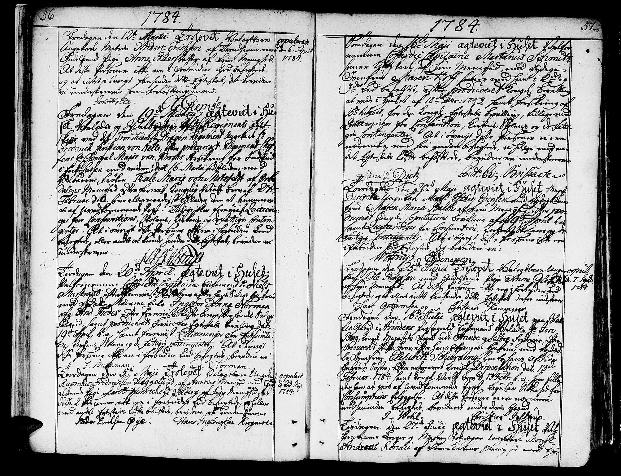 Ministerialprotokoller, klokkerbøker og fødselsregistre - Sør-Trøndelag, SAT/A-1456/602/L0105: Parish register (official) no. 602A03, 1774-1814, p. 56-57