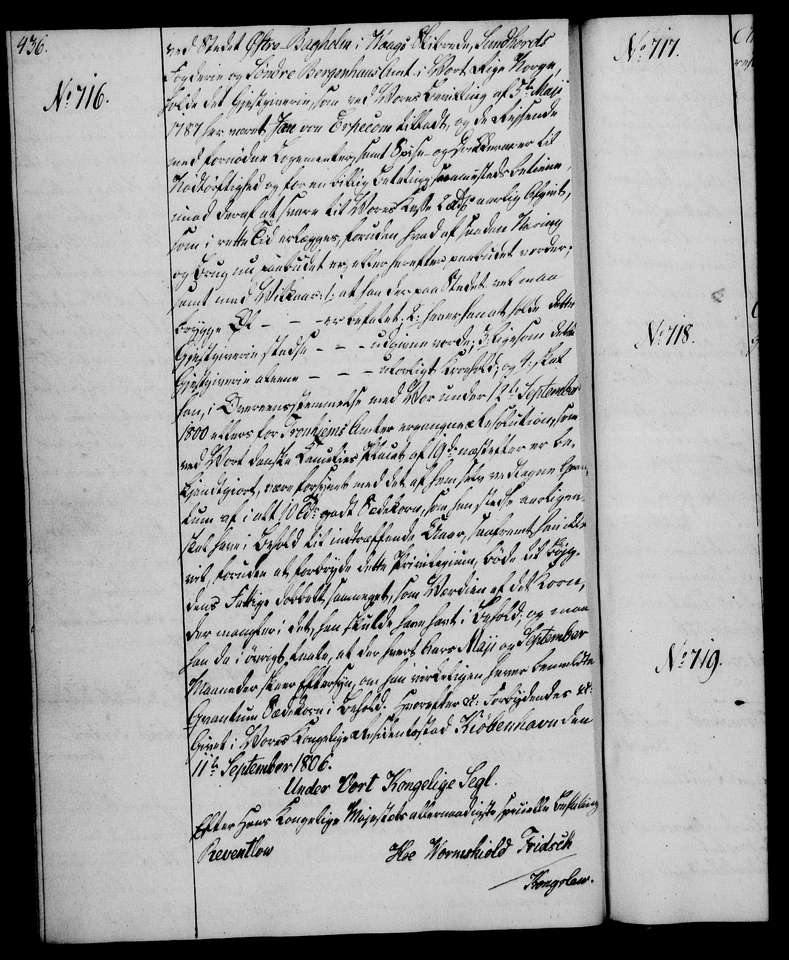 Rentekammeret, Kammerkanselliet, AV/RA-EA-3111/G/Gg/Gga/L0018: Norsk ekspedisjonsprotokoll med register (merket RK 53.18), 1804-1806, p. 436