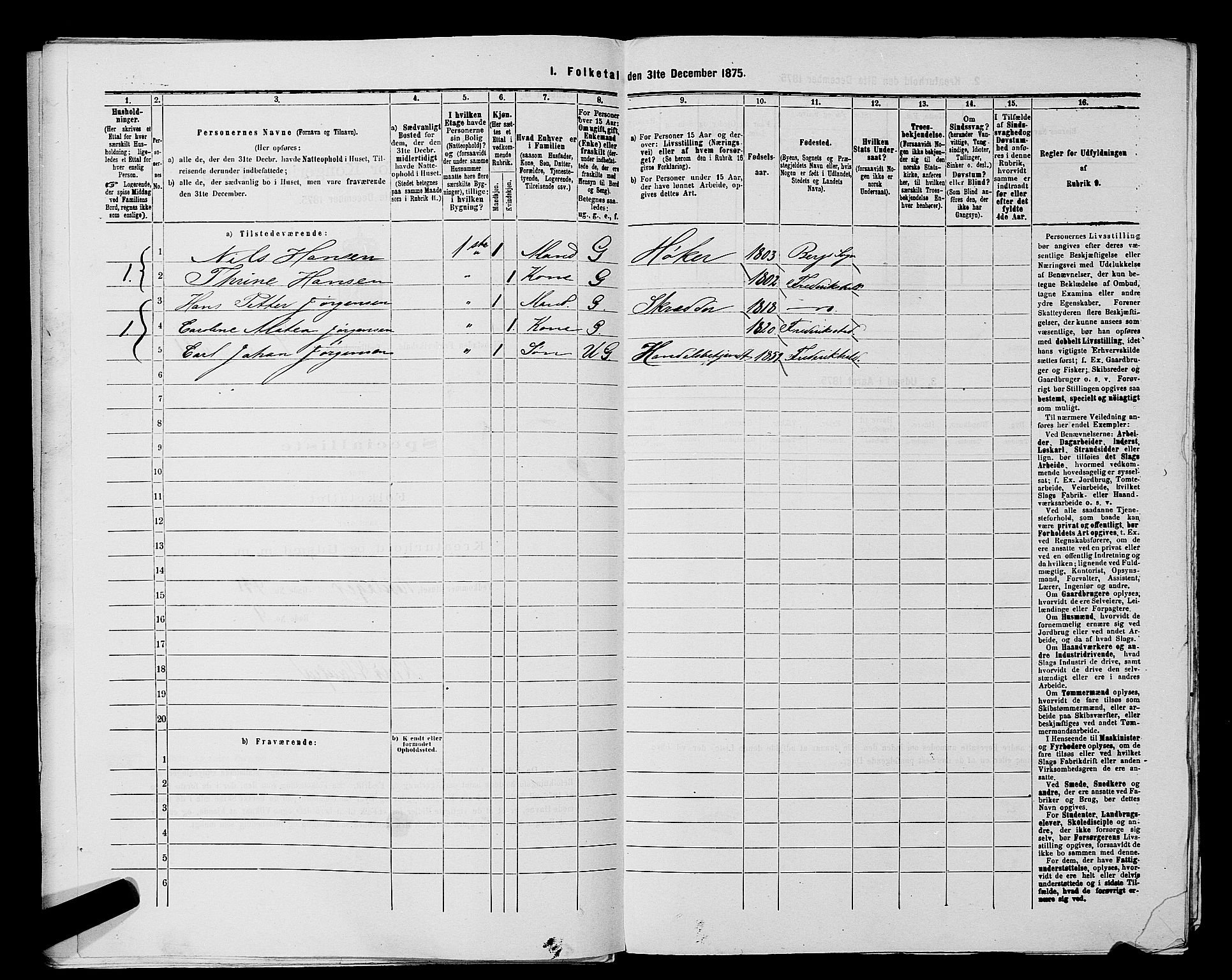 RA, 1875 census for 0101P Fredrikshald, 1875, p. 958