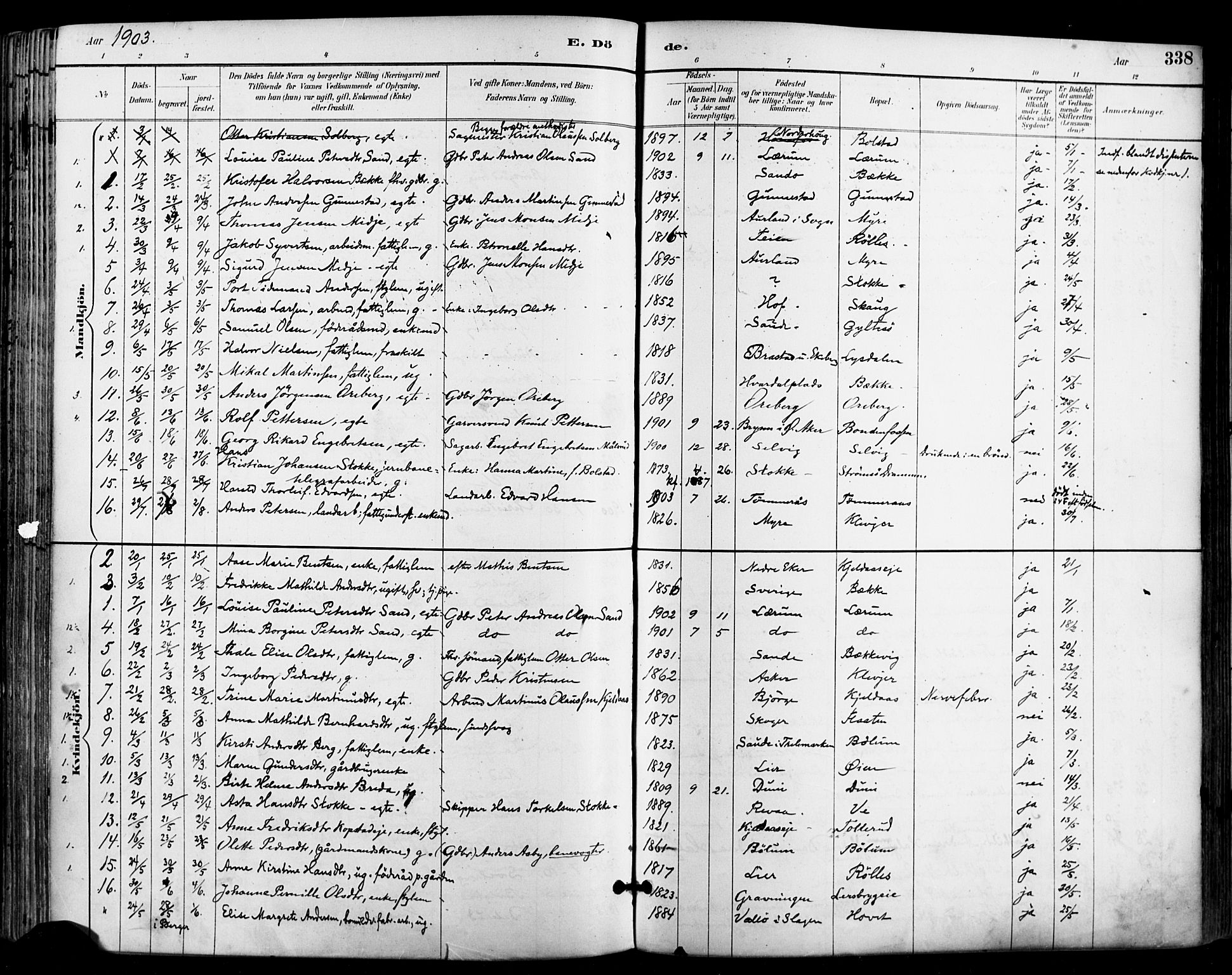 Sande Kirkebøker, SAKO/A-53/F/Fa/L0007: Parish register (official) no. 7, 1888-1903, p. 338