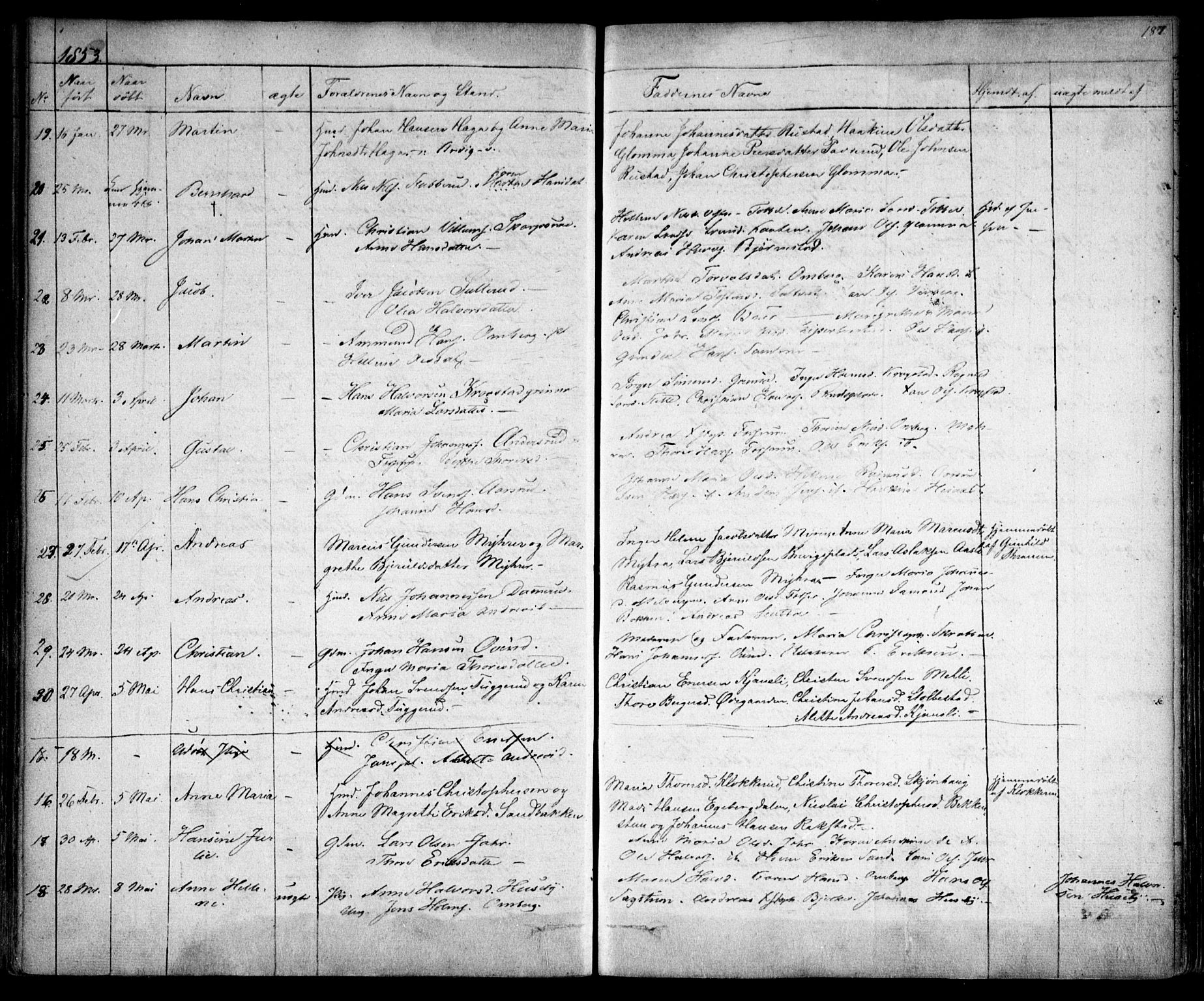 Enebakk prestekontor Kirkebøker, AV/SAO-A-10171c/F/Fa/L0009: Parish register (official) no. I 9, 1832-1861, p. 187