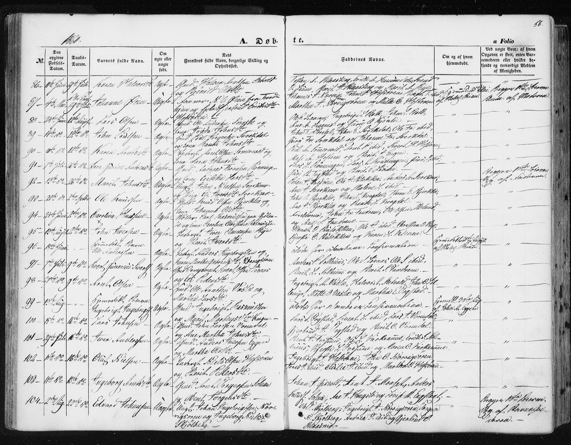 Ministerialprotokoller, klokkerbøker og fødselsregistre - Sør-Trøndelag, SAT/A-1456/668/L0806: Parish register (official) no. 668A06, 1854-1869, p. 56