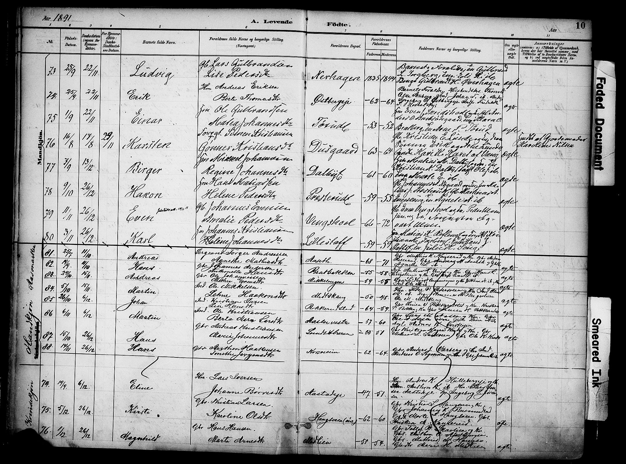 Ringsaker prestekontor, SAH/PREST-014/K/Ka/L0017: Parish register (official) no. 17, 1891-1902, p. 10