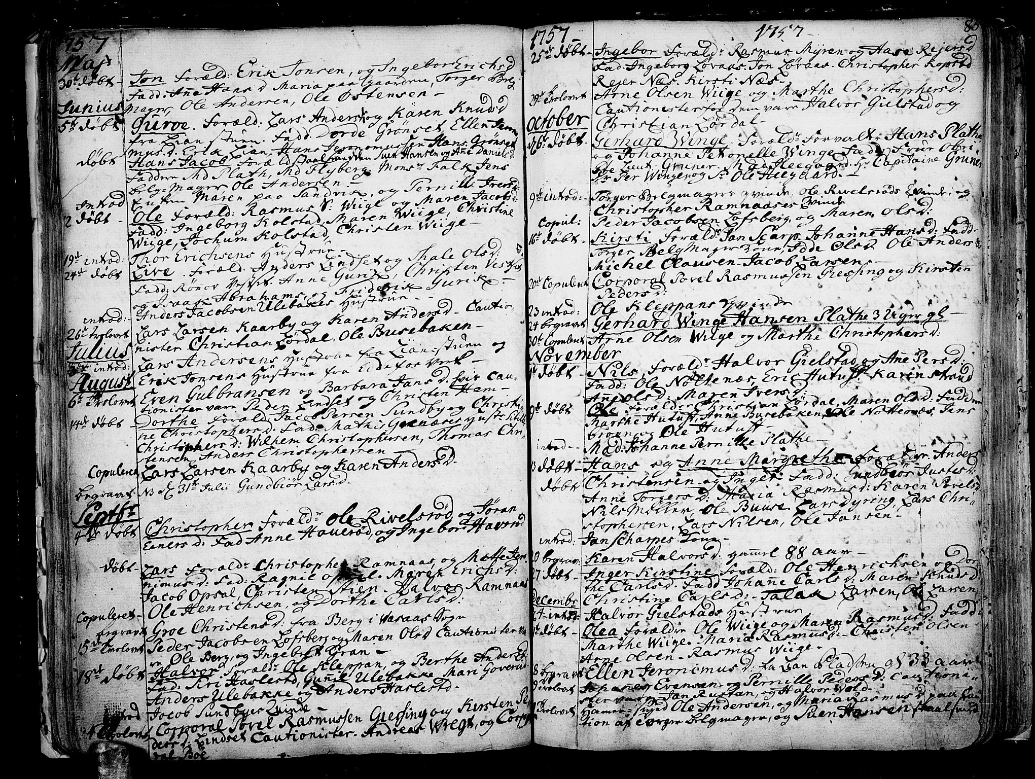 Hof kirkebøker, AV/SAKO-A-64/F/Fa/L0002: Parish register (official) no. I 2, 1746-1781, p. 84-85