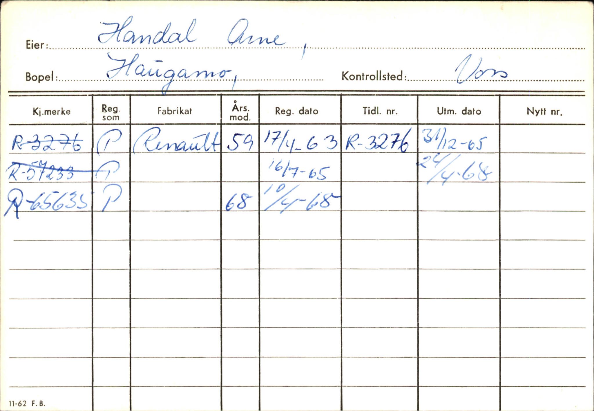 Statens vegvesen, Hordaland vegkontor, SAB/A-5201/2/Ha/L0018: R-eierkort H, 1920-1971, p. 704