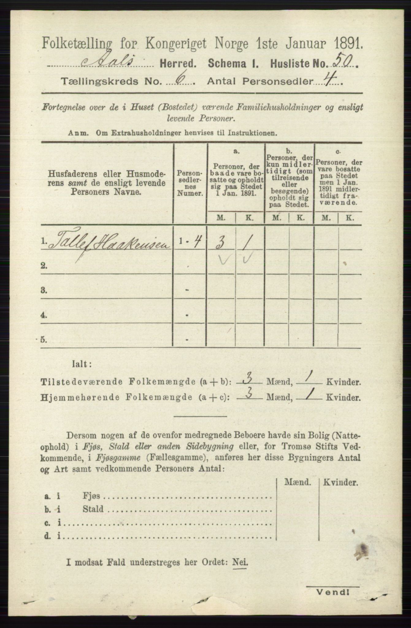 RA, 1891 census for 0619 Ål, 1891, p. 1518