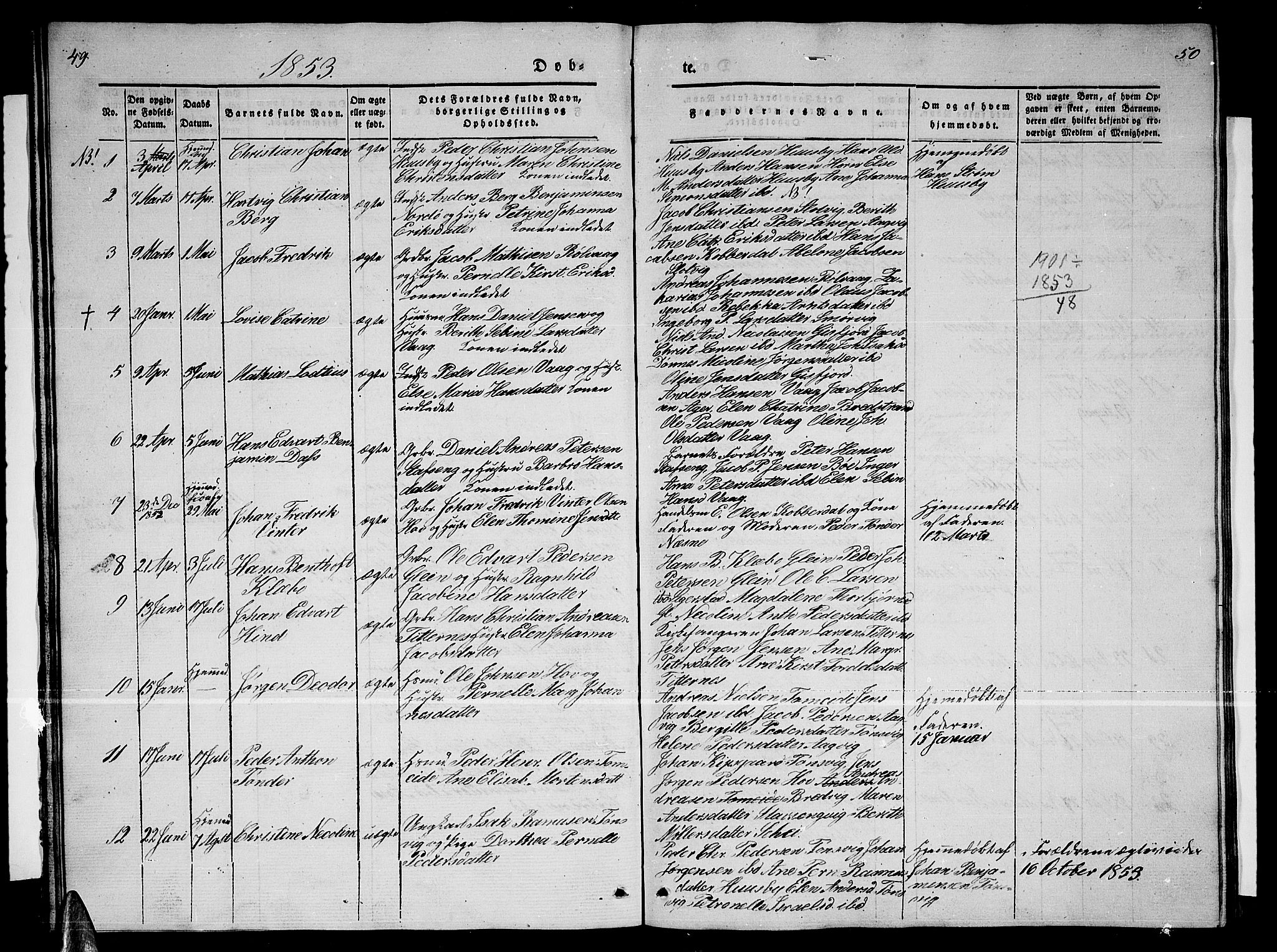 Ministerialprotokoller, klokkerbøker og fødselsregistre - Nordland, AV/SAT-A-1459/835/L0530: Parish register (copy) no. 835C02, 1842-1865, p. 49-50