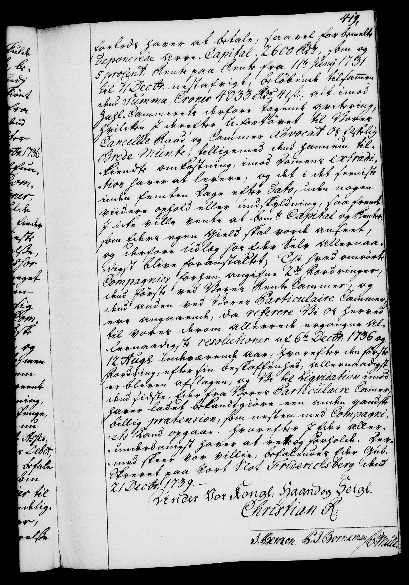 Rentekammeret, Kammerkanselliet, AV/RA-EA-3111/G/Gg/Gga/L0004: Norsk ekspedisjonsprotokoll med register (merket RK 53.4), 1734-1741, p. 419