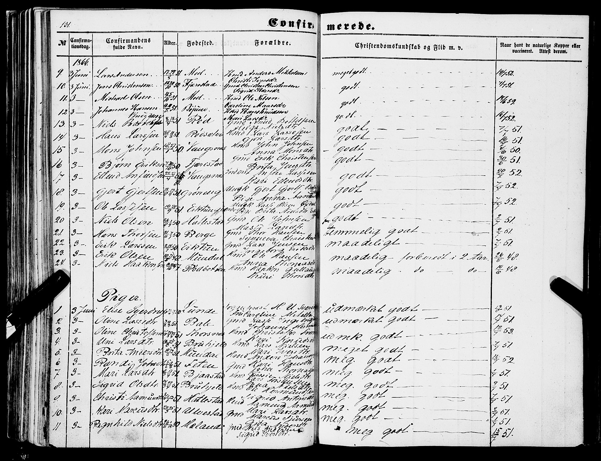 Balestrand sokneprestembete, AV/SAB-A-79601/H/Haa/Haaa/L0002: Parish register (official) no. A 2, 1847-1866, p. 131