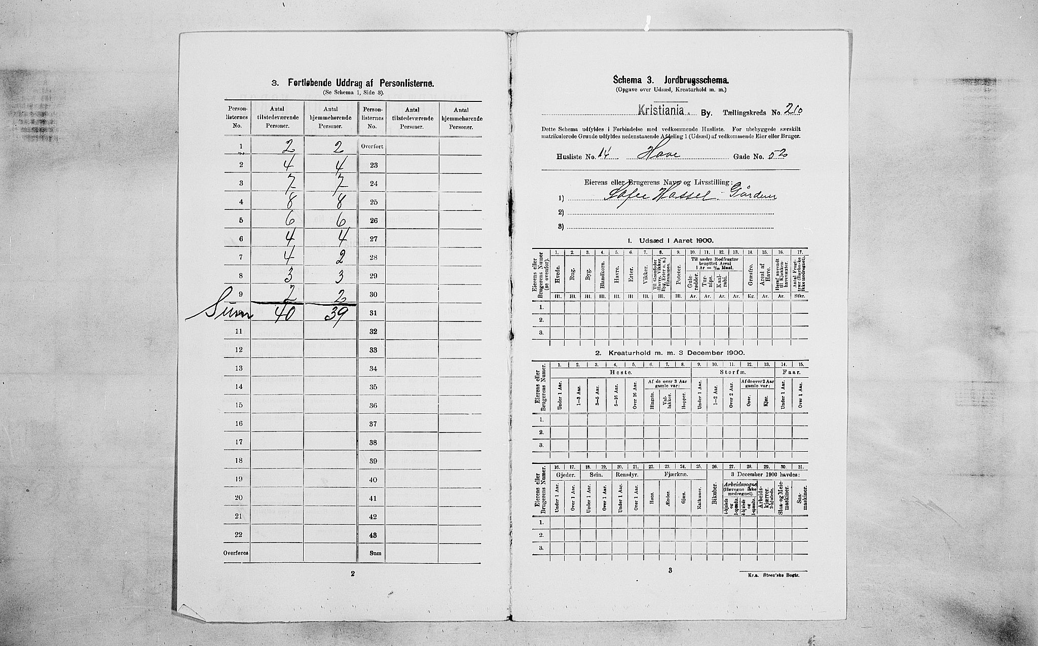 SAO, 1900 census for Kristiania, 1900, p. 34055