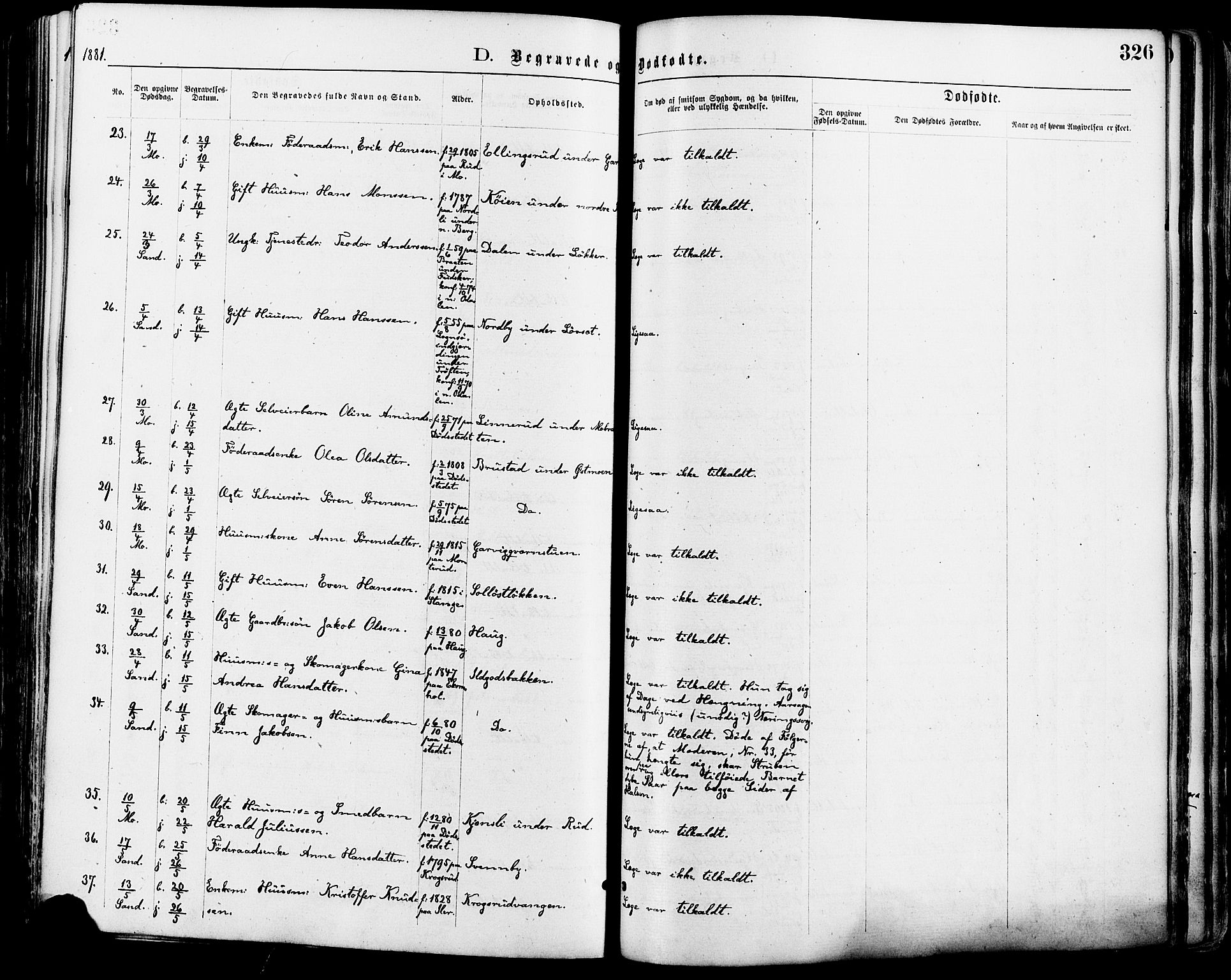 Nord-Odal prestekontor, AV/SAH-PREST-032/H/Ha/Haa/L0005: Parish register (official) no. 5, 1874-1885, p. 326