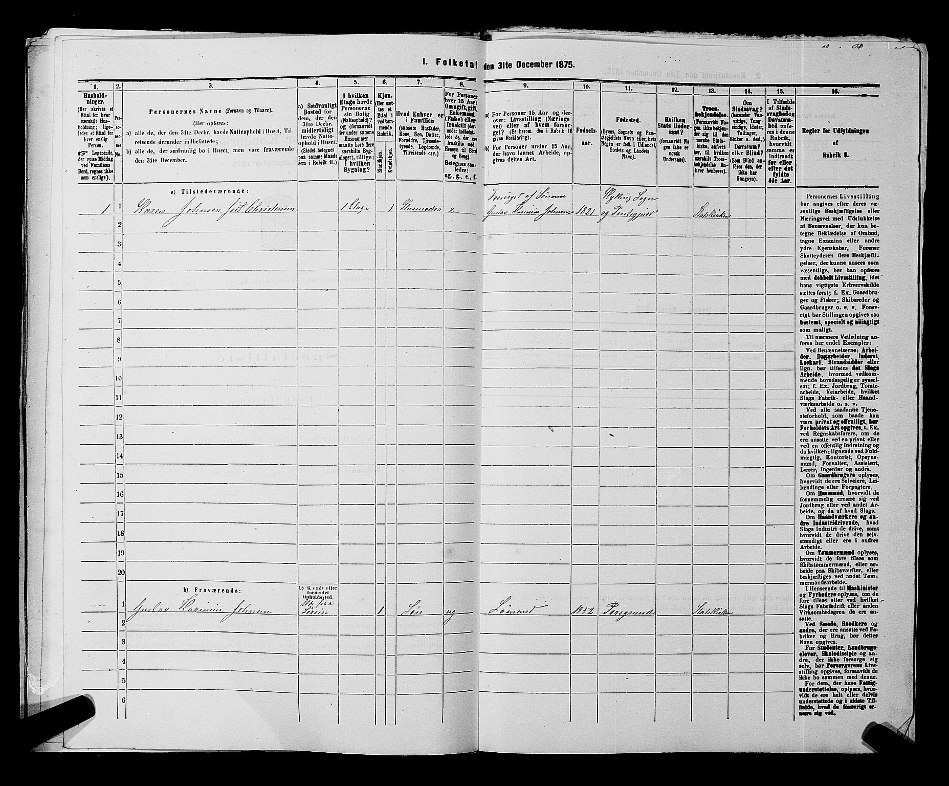 SAKO, 1875 census for 0805P Porsgrunn, 1875, p. 998