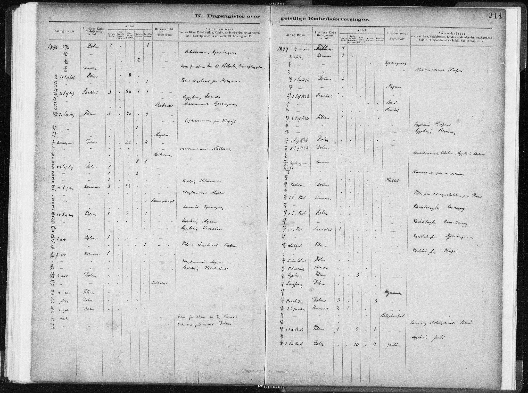 Ministerialprotokoller, klokkerbøker og fødselsregistre - Sør-Trøndelag, SAT/A-1456/634/L0533: Parish register (official) no. 634A09, 1882-1901, p. 214